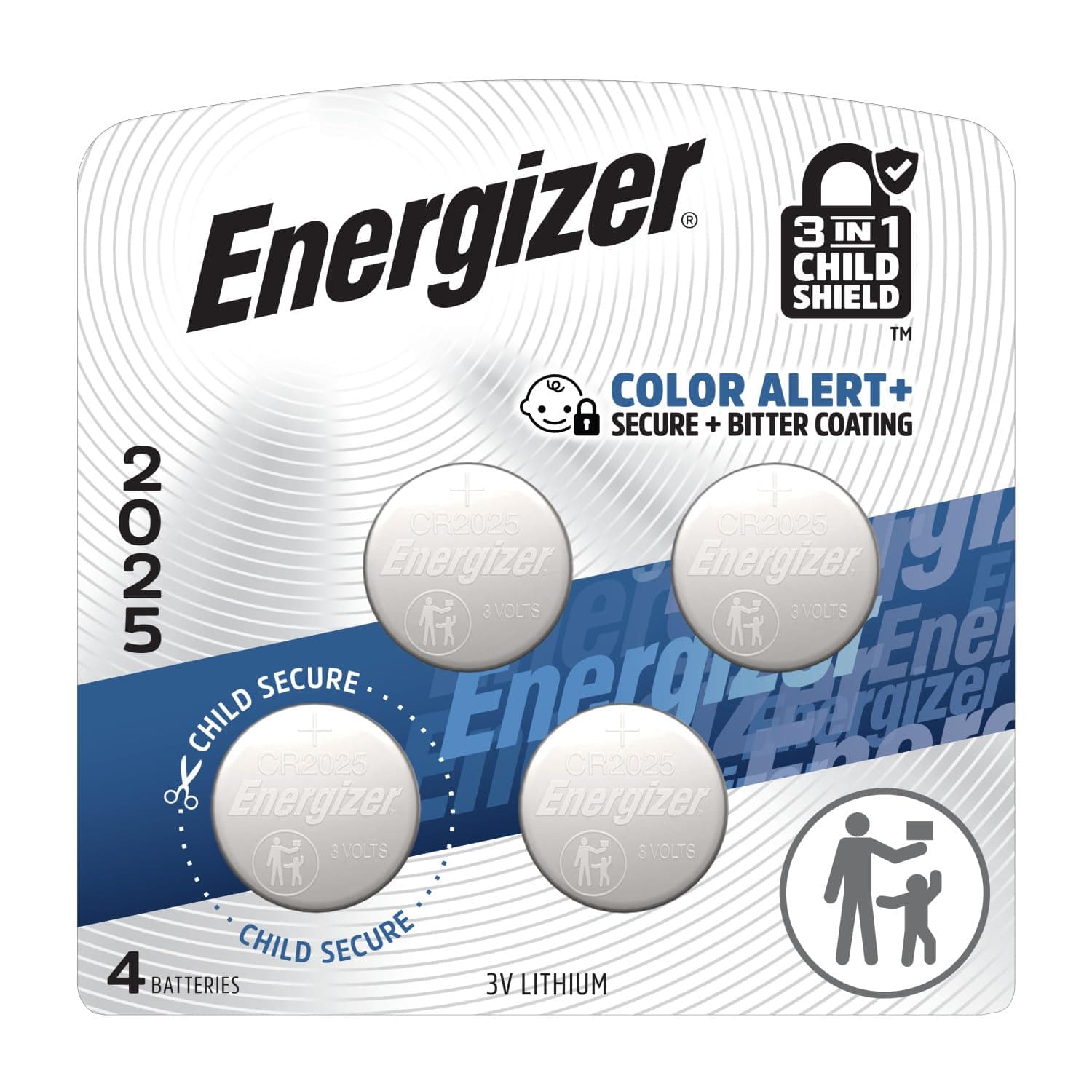 Energizer - Pila CR2025, Litio 3V, Child Shield Protección Infantil, x4