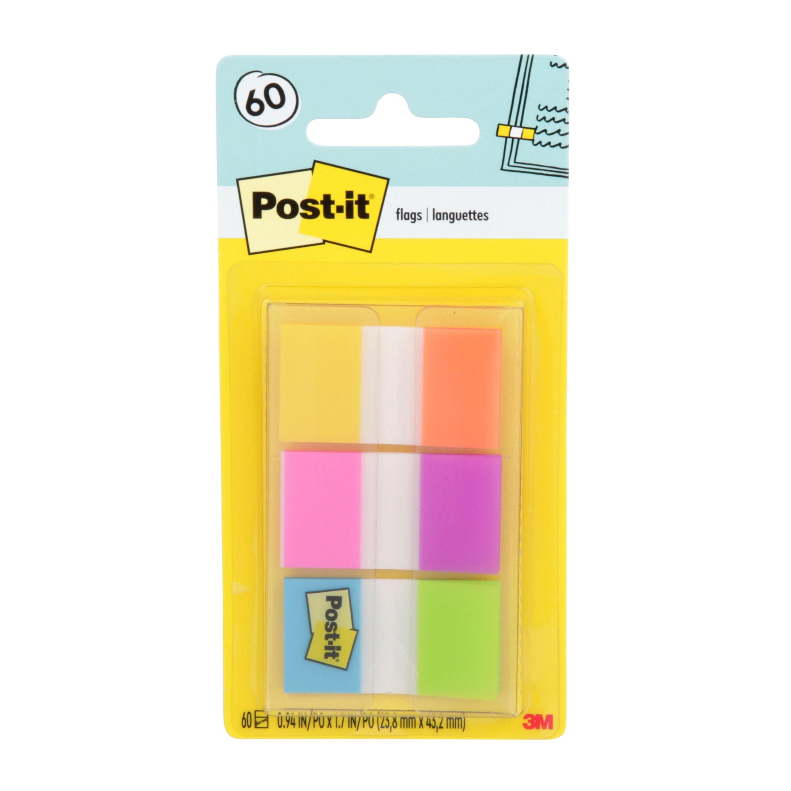 POST-IT 3M Banderitas Adhesivas Reposicionables Rígidas 60 hojas
