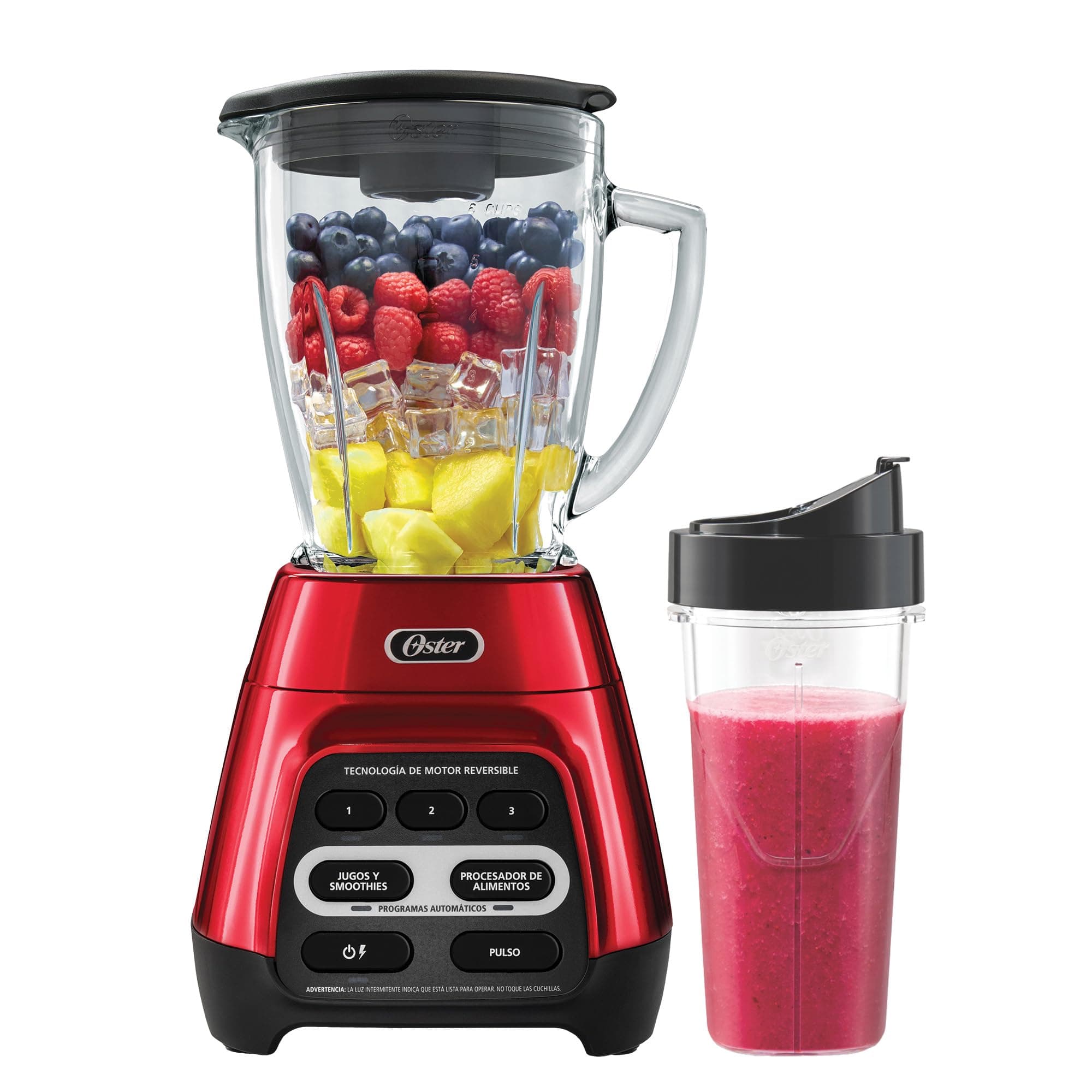 Oster Licuadora 1000 W con Vaso de Vidrio de 1.5 L, 2 Programas Automáticos