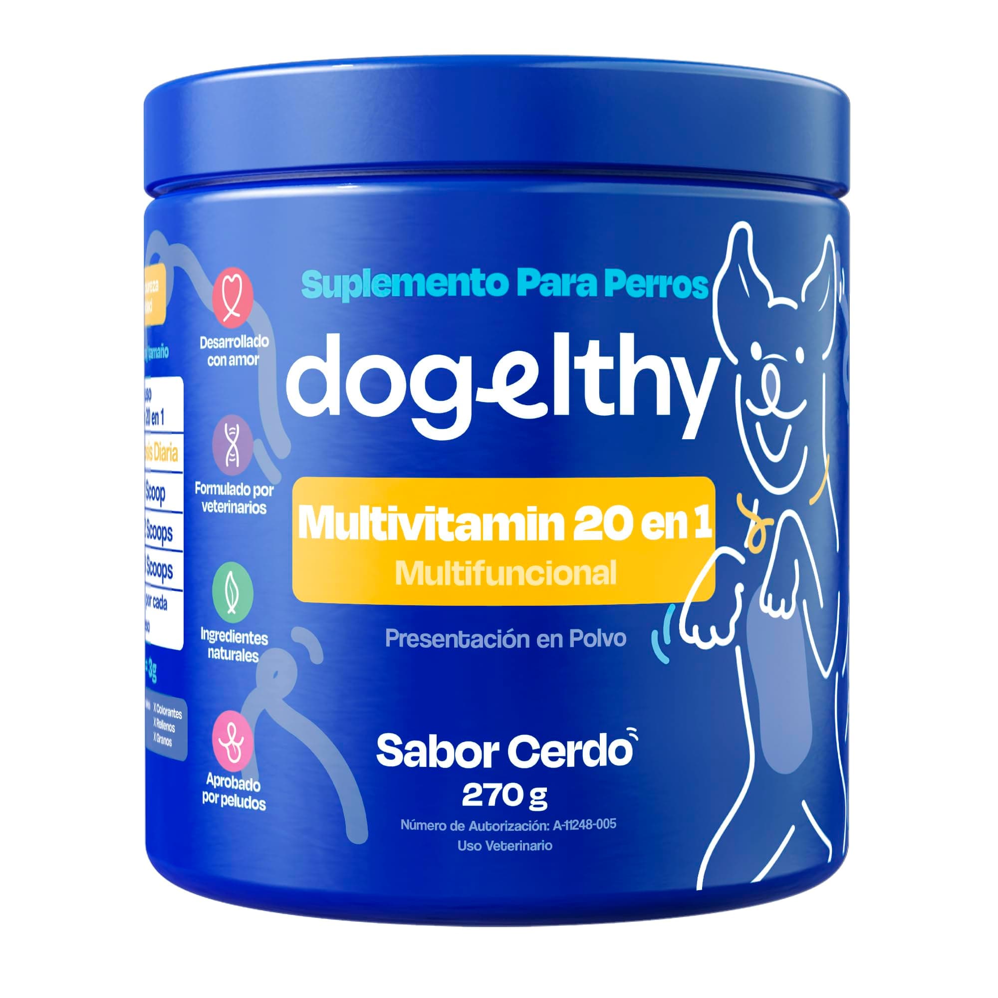 Dogelthy Multivitamin 20 en 1. Suplemento Multivitamínico para Perros
