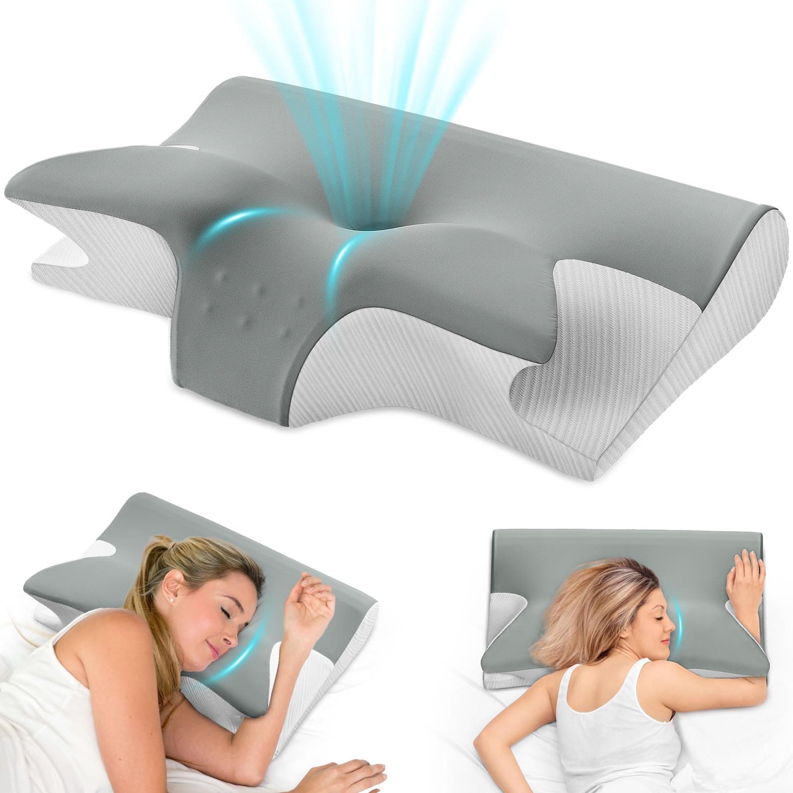 KIROGILY Almohada Memory Foam, Cervical Ortopédica Alivia Dolor Cuello