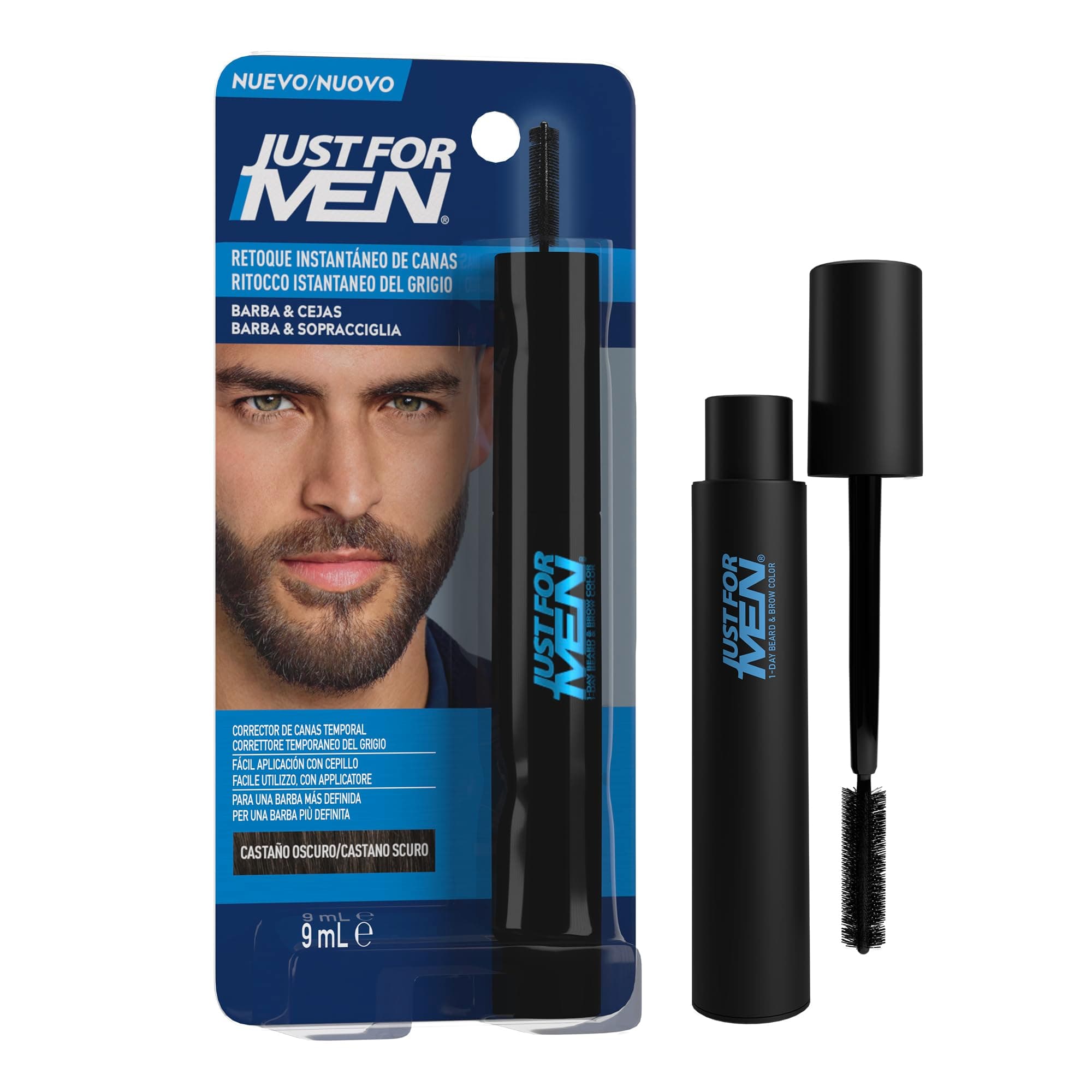 Just For Men Retoque Instantáneo Canas y Cejas, Castaño Oscuro