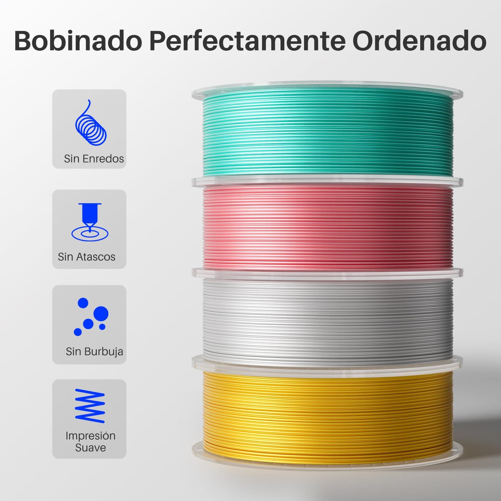 ELEGOO Filamento PLA Silk 1.75 1KG Doble Color Rojo y Verde de Seda