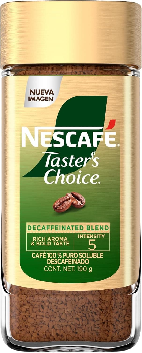 Nescafé Taster's Choice Descafeinado Café Soluble Liofilizado Aroma Intenso en Frasco de 190g