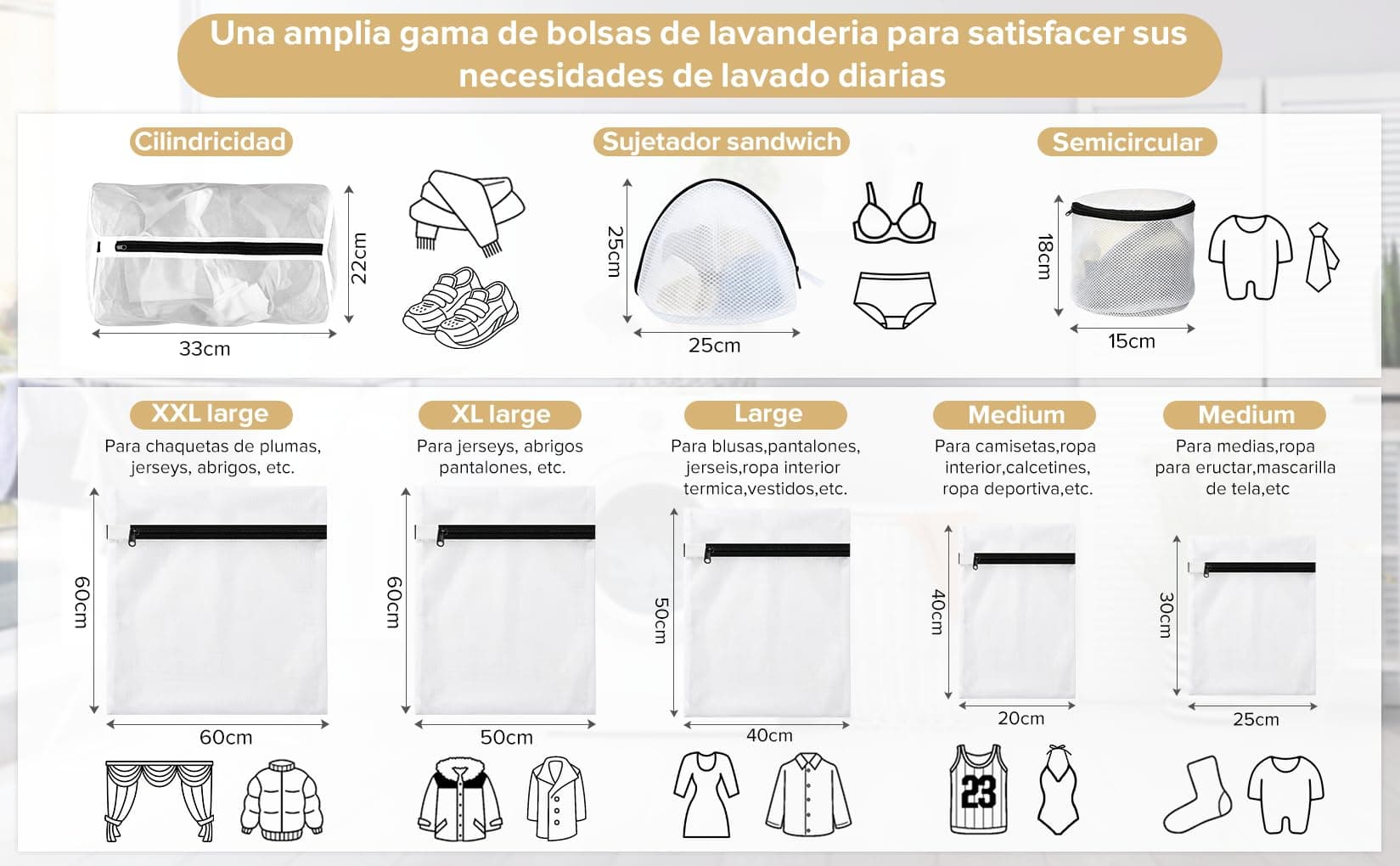 Sebami Bolsas para la colada, 8Pcs Bolsas de Lavandería Bolsas de Lavado Bolsas para Lavadora para