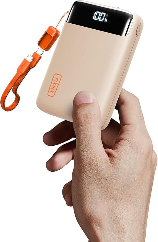 INIU 20000mAh Power Bank, Mini Bateria Portatil with Attached USC C Cable, 22.5W Cargador Tipo C