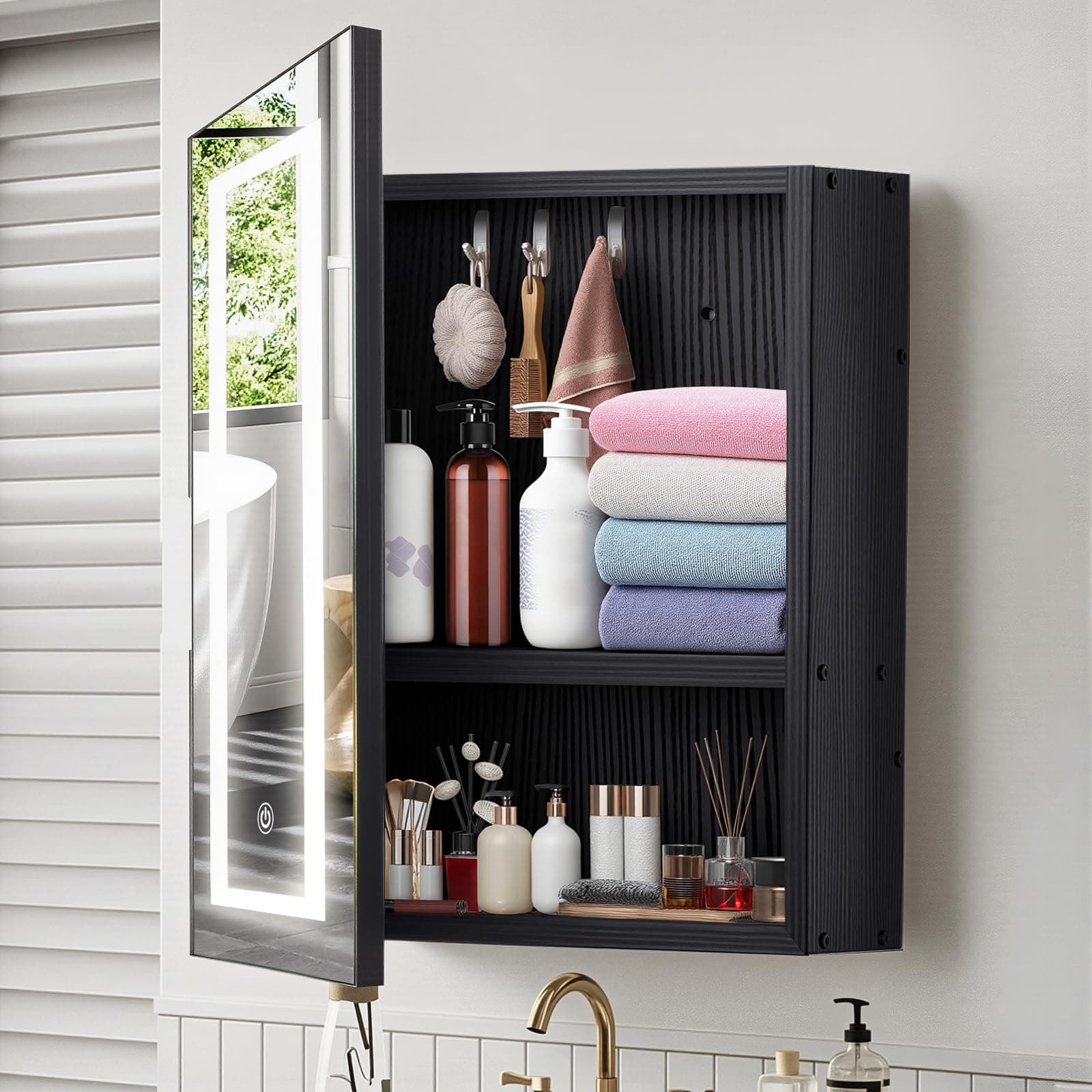 Espejo para Baño,Luz LED Pequeño Botiquín Baño