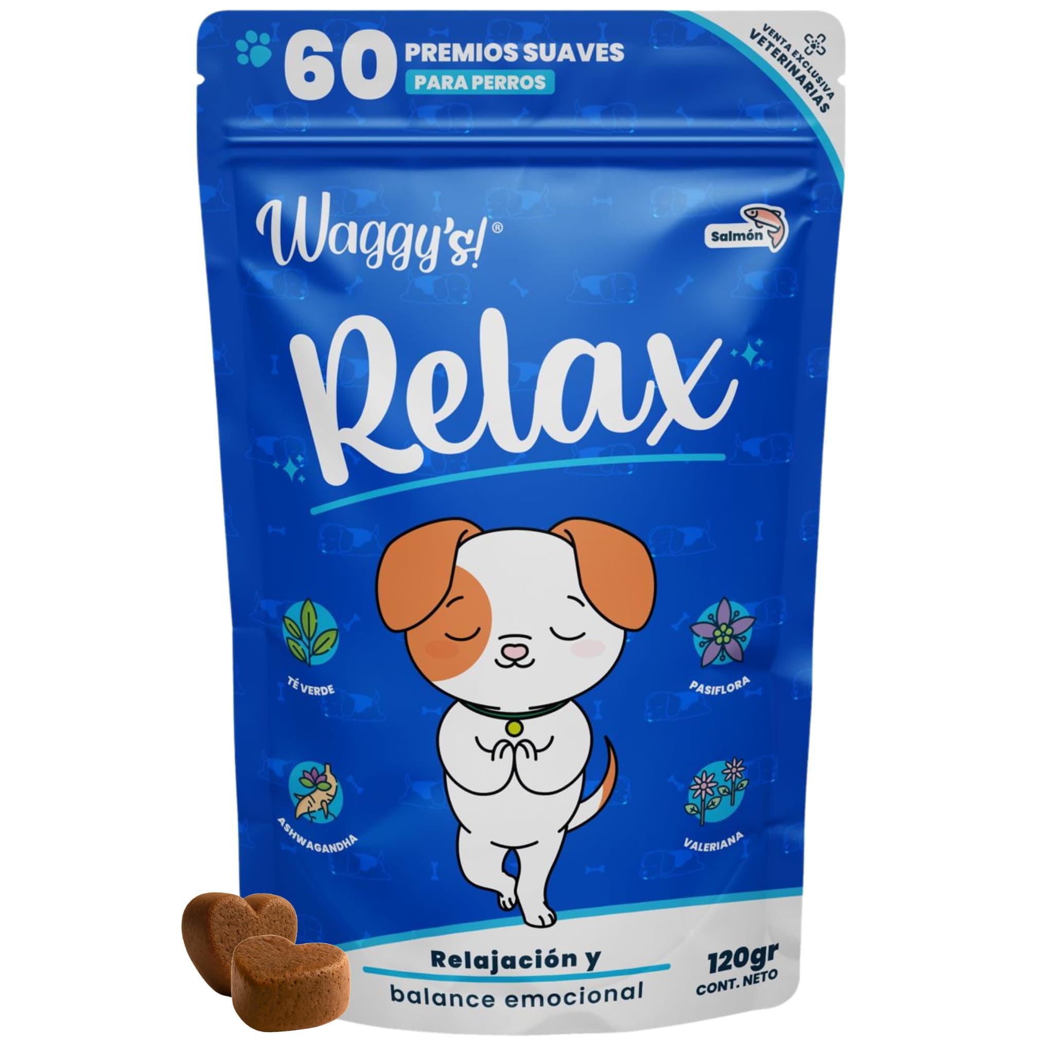 Waggys Relax, Relajante Natural para Estrés y Ansiedad en Perros, 60 pzs
