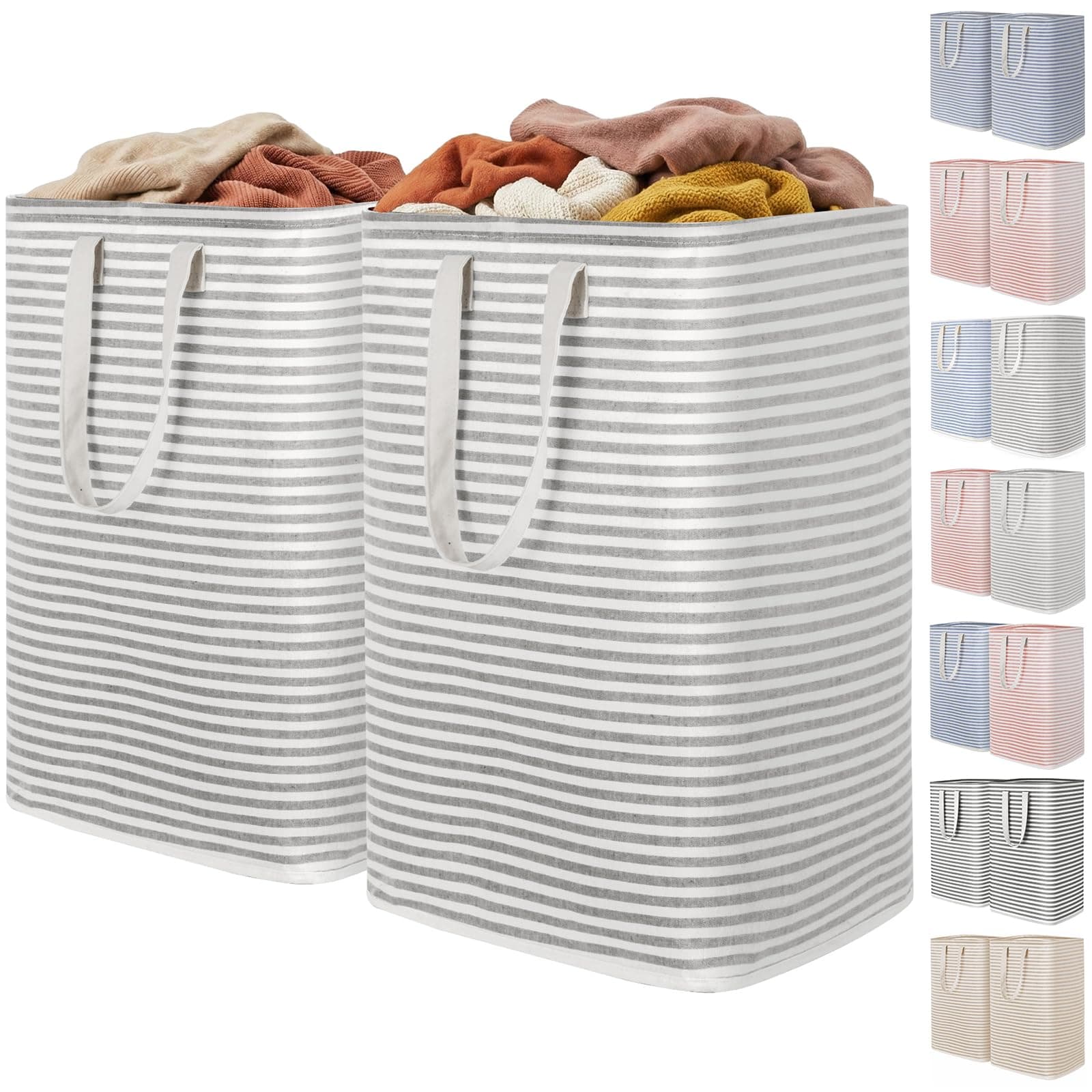 Lifewit 2Pcs Cesto Ropa Sucia de 80L, Cestos para la Ropa Sucia Grande Plegable e Impermeable