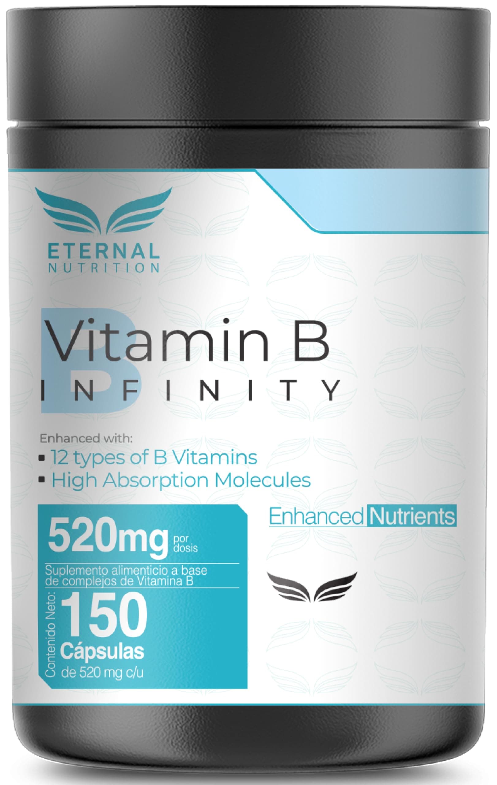 ETERNAL NUTRITION Infinity: Complejo B Elevado 11 Tipos (150 Cápsulas)