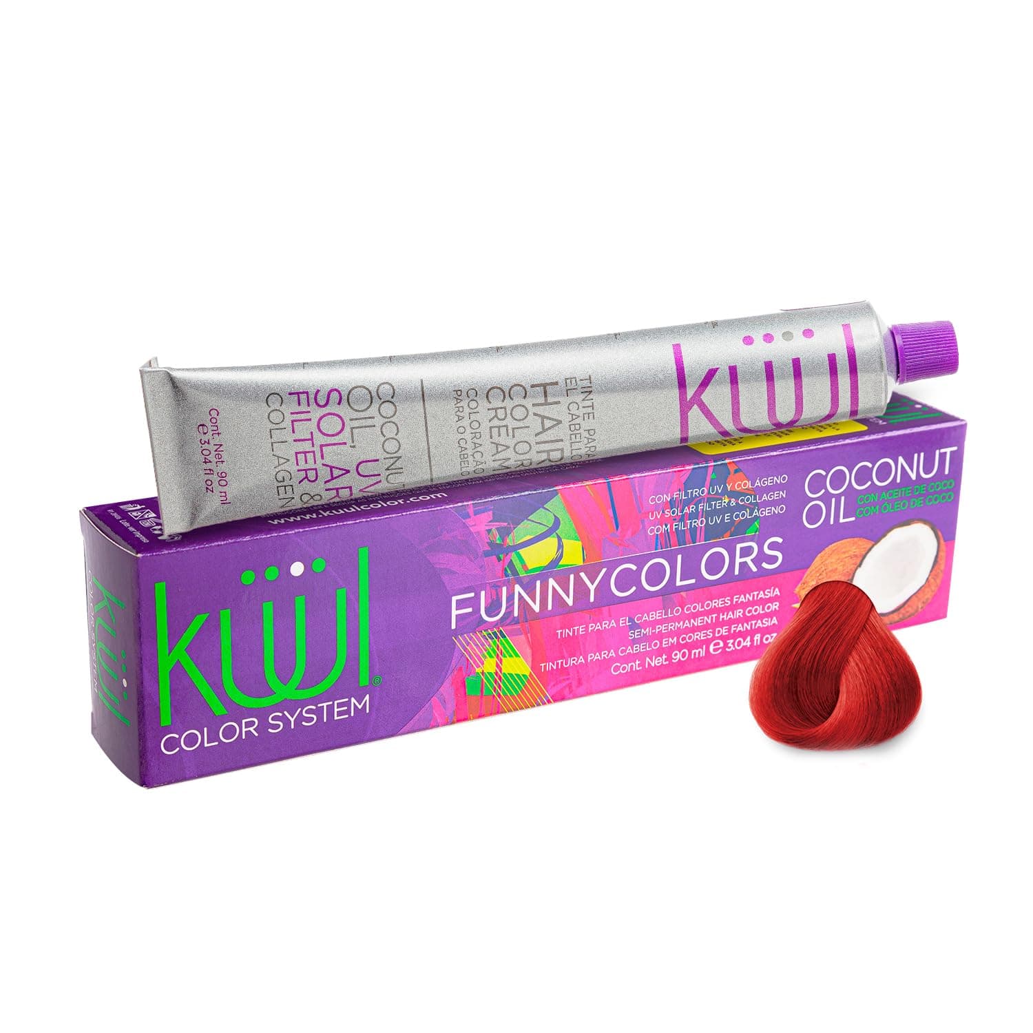 KÜÜL Funny Colors Tono Rojo Tinte Semipermanente, Hidratación Cabello 90 ml