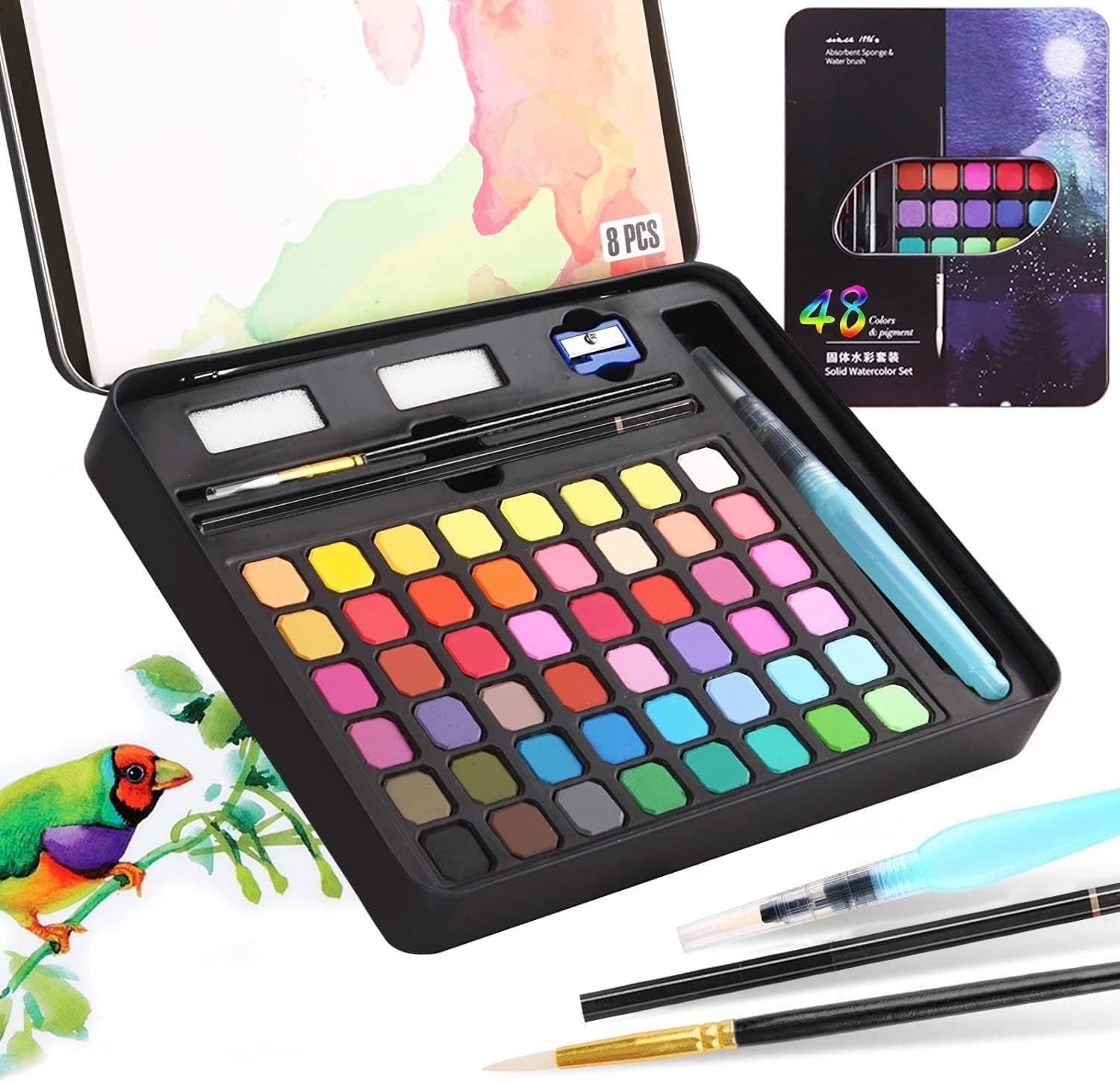 AVEDISTANTE 48 Colores Pinceles para Acuarela los Artistas Usan Varias Pinturas