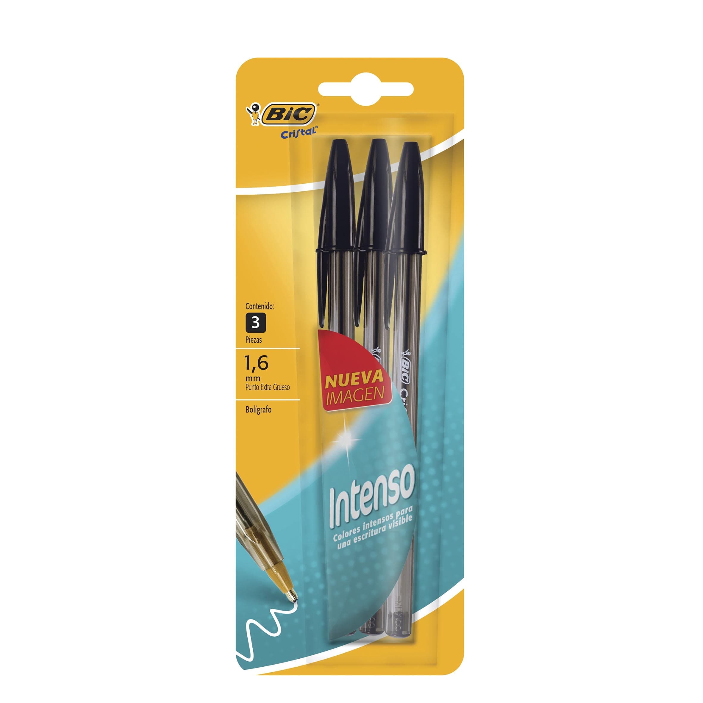 BIC Bolígrafo Cristal Intenso 1.6 mm Trazos Suaves Escritura Tipo Gel Barril Ahumado Escritura más