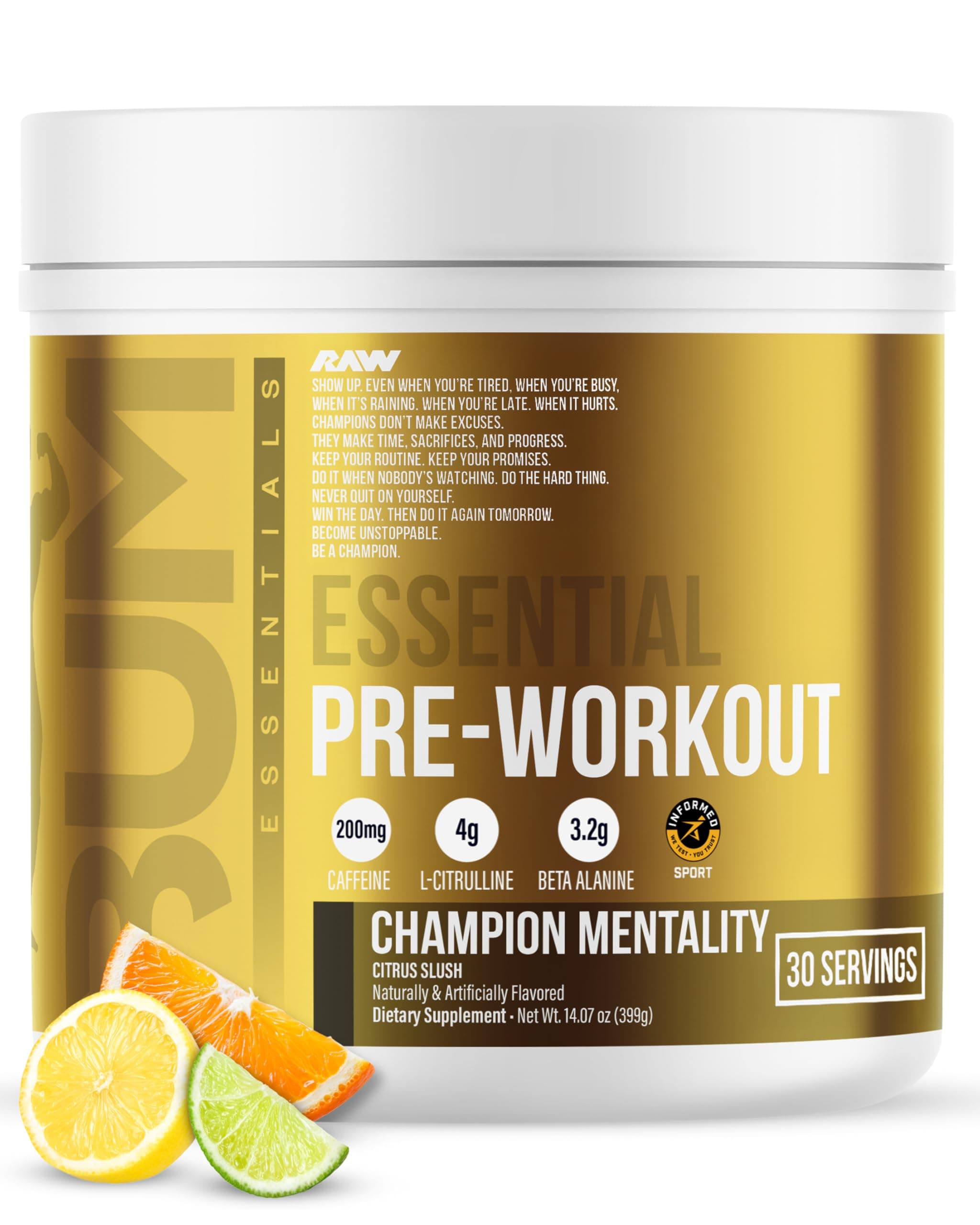 Raw Essential Pre-workout Powder (Champion Mentality)