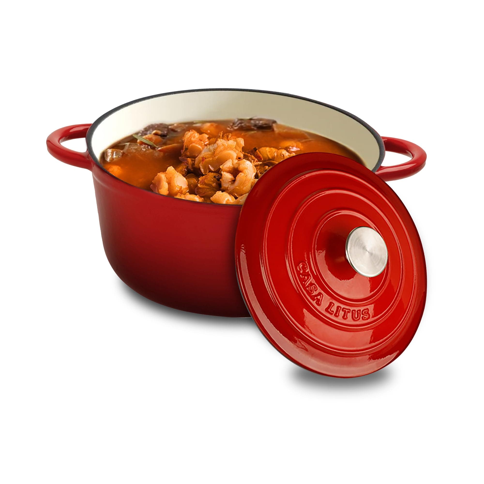 Casa Litus Olla de Hierro Fundido Esmaltado 3.9 L Horno Holandés Dutch Oven