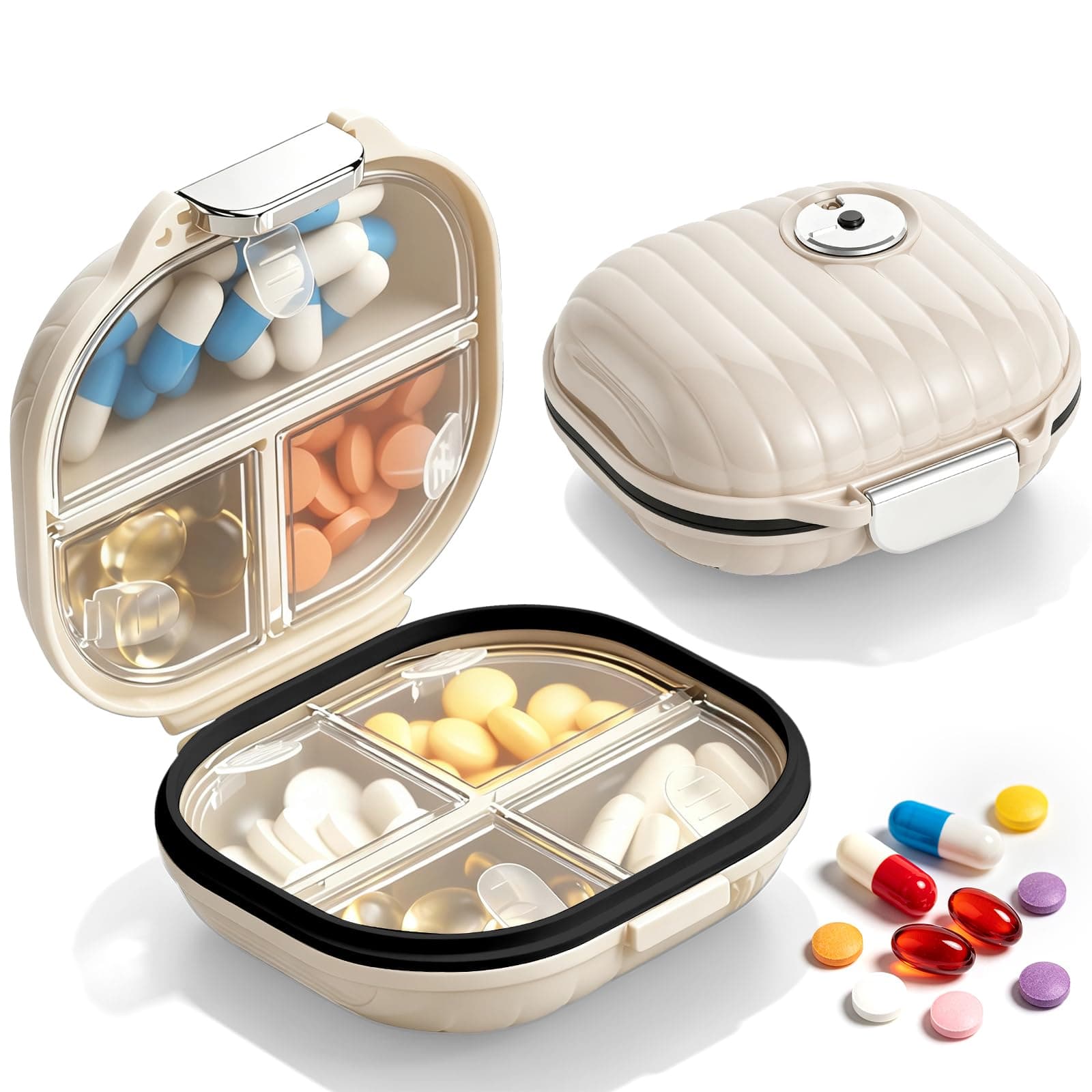 Pastillero Impermeable,Pastillero de Viaje con 7 Departamentos
