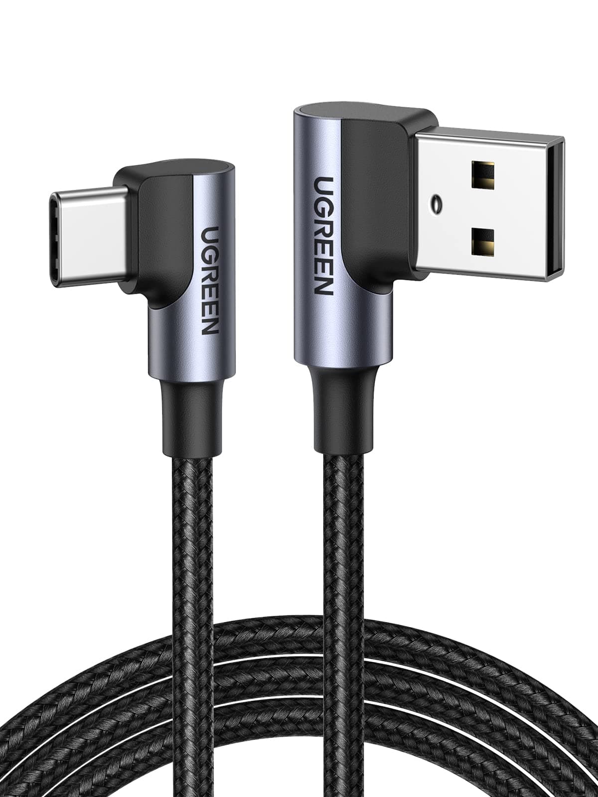 UGREEN Cable USB Tipo C 90 Grados USB C Carga Rápida Nylon Trenzado, 0.5M