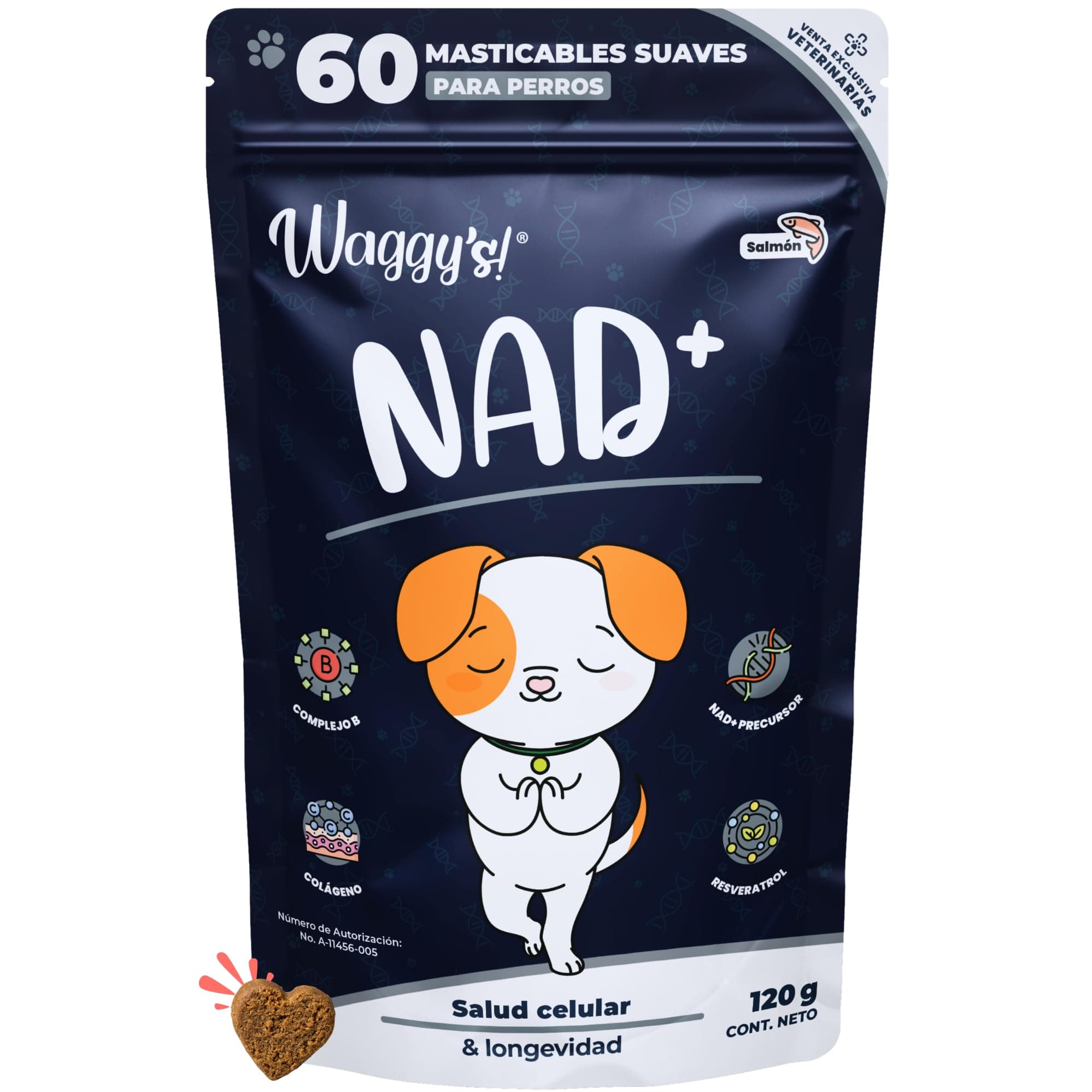 Waggys NAD+, Suplemento Antiedad y Longevidad para Perros, 60 pzs