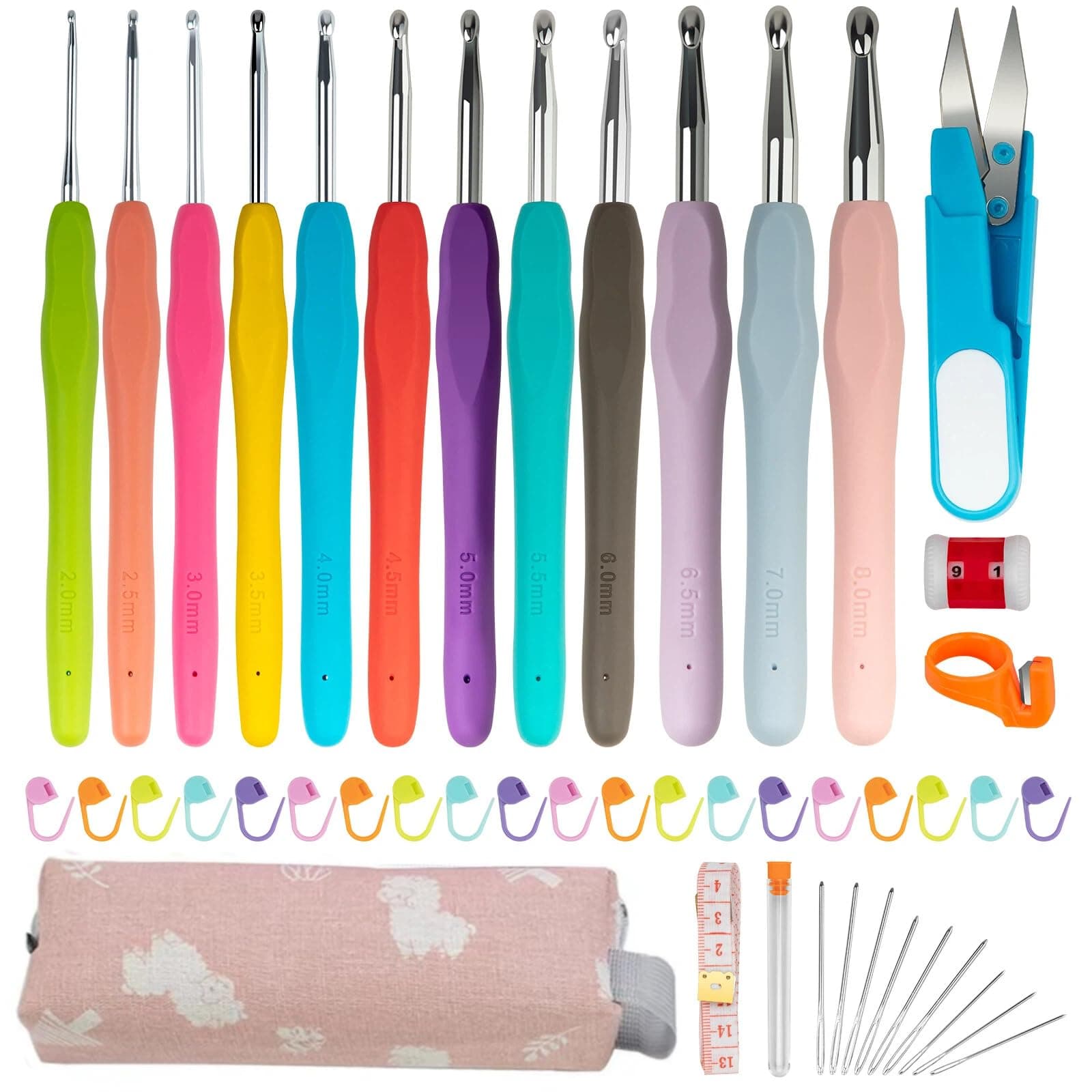 46 PCS Crochet Kit, Benanei Agujas para Tejer Ergonómicas de Colores