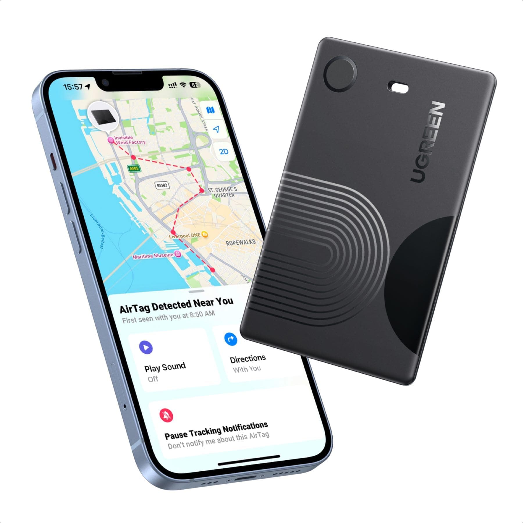 UGREEN FineTrack Slim Tarjeta de Rastreo de Billetera 1 Pack (Sólo iOS)
