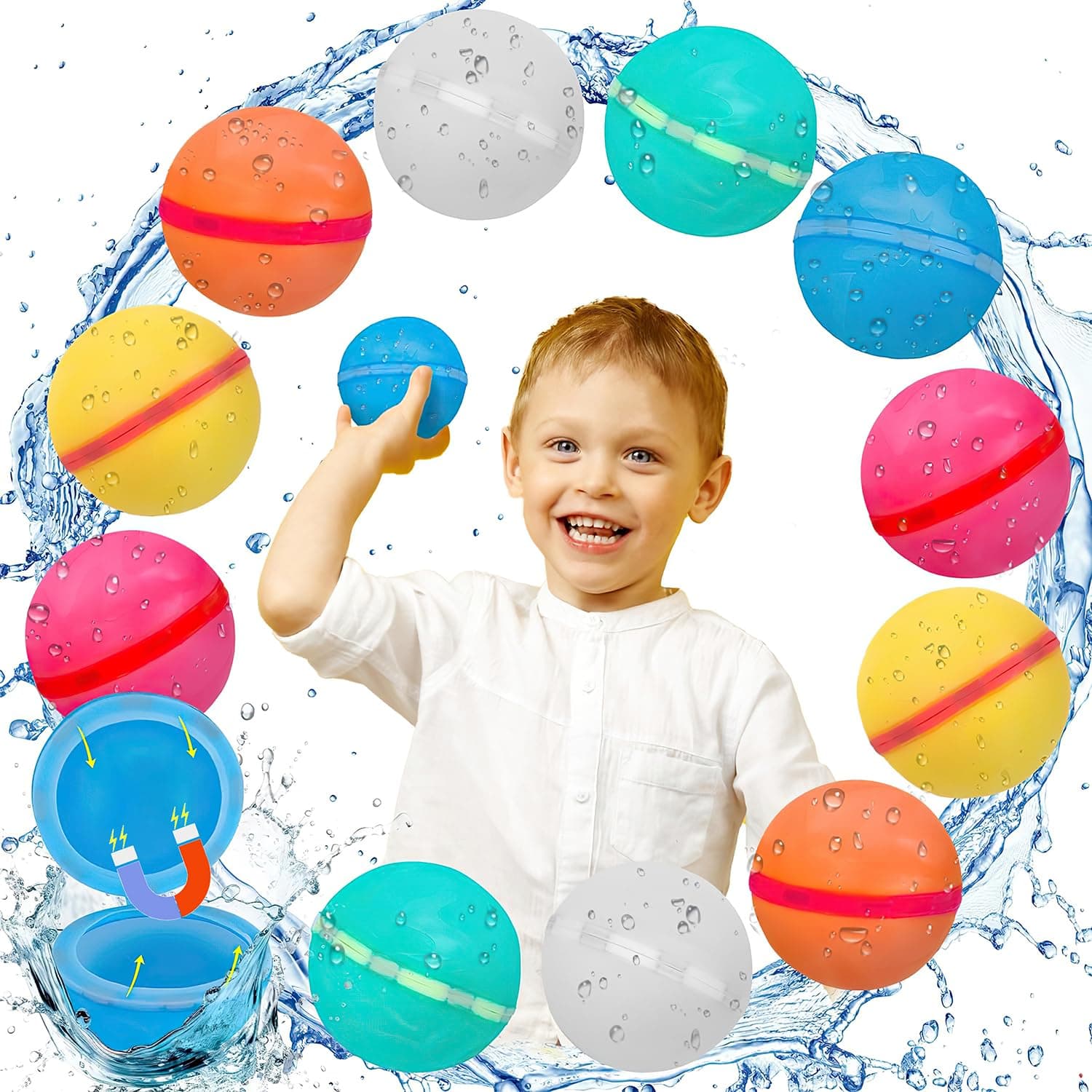 Globos Reutilizables,12 Piezas de Globos de Agua,Globos de Agua de Verano