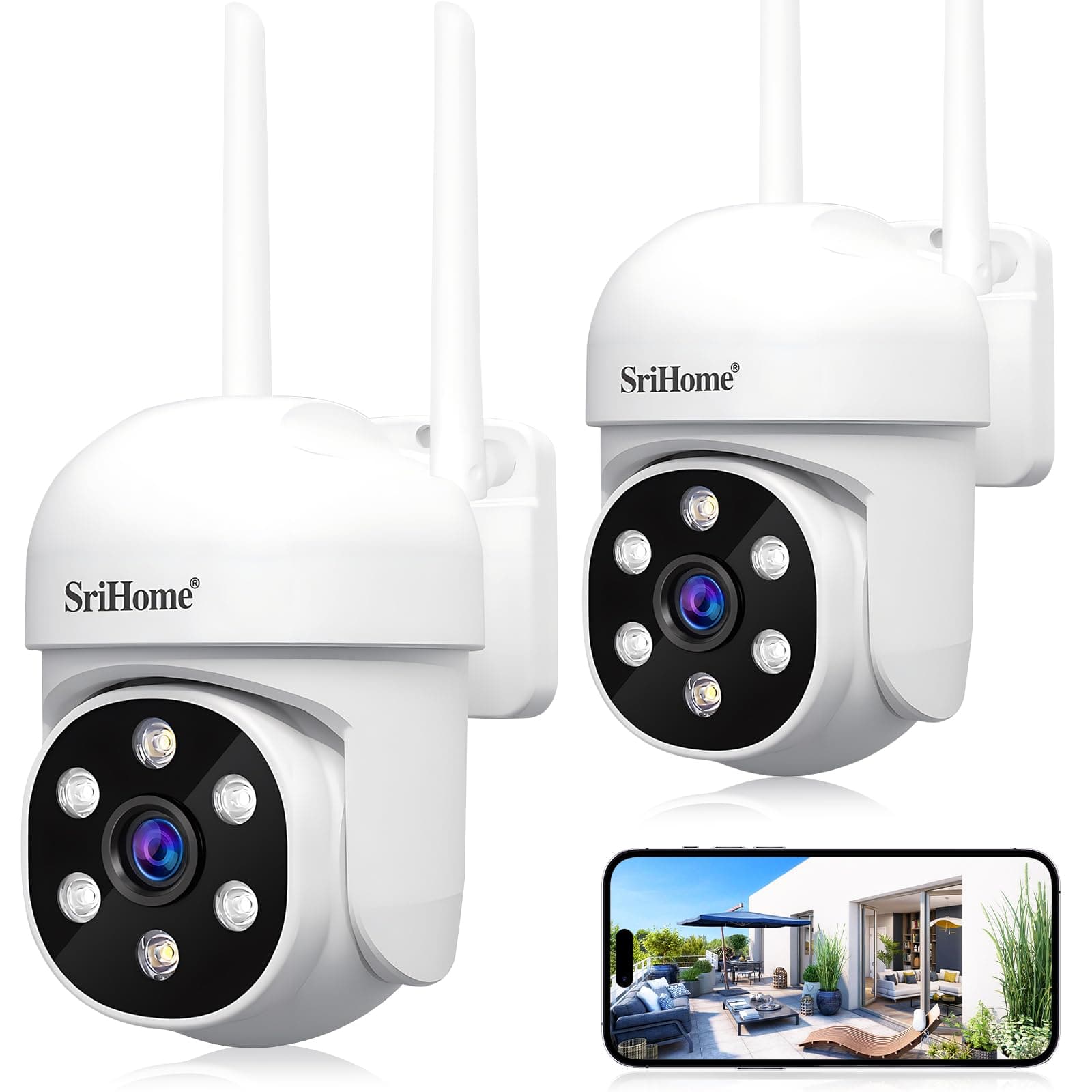 AEGTVA 2PCS Camara de Seguridad Exterior,2MP Cámara de Vigilancia para Casa