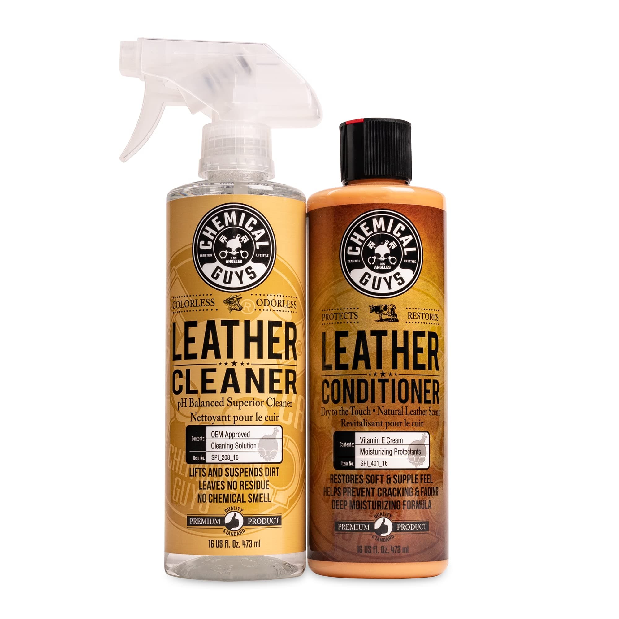 Chemical Guys Limpiador y Acondicionador de Cuero para Ropa