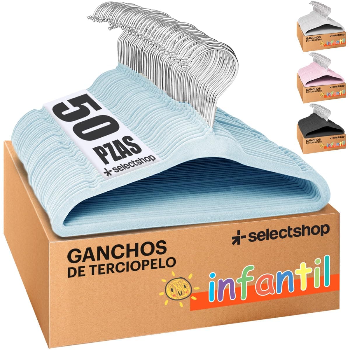 SELECTSHOP Set De 50 Ganchos Metalicos Infantiles Cubiertos