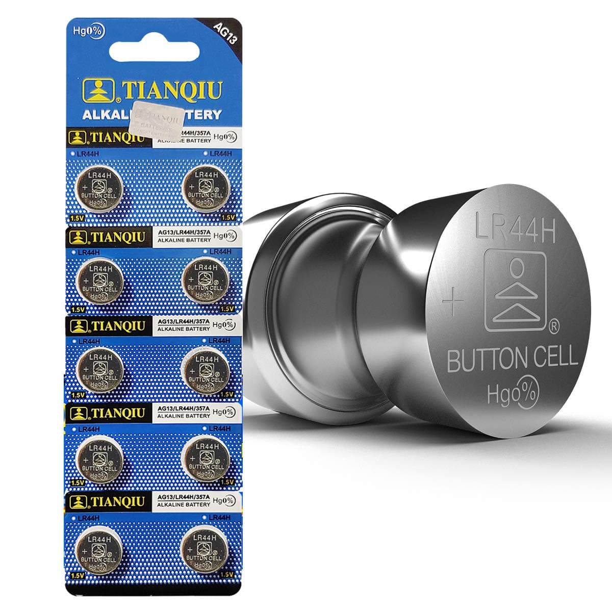 Tianqiu LR44 AG13 357A Batería alcalina de botón de 1,5 V (10 baterías)