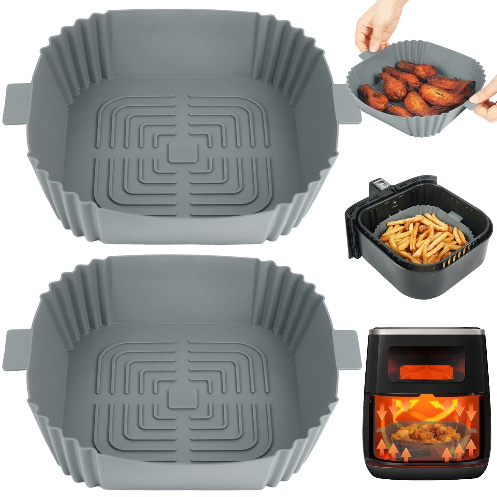 Ausein Paquete de 2 de Silicona para Freidora de Aire, Accesorios Silicon para Air Fryer