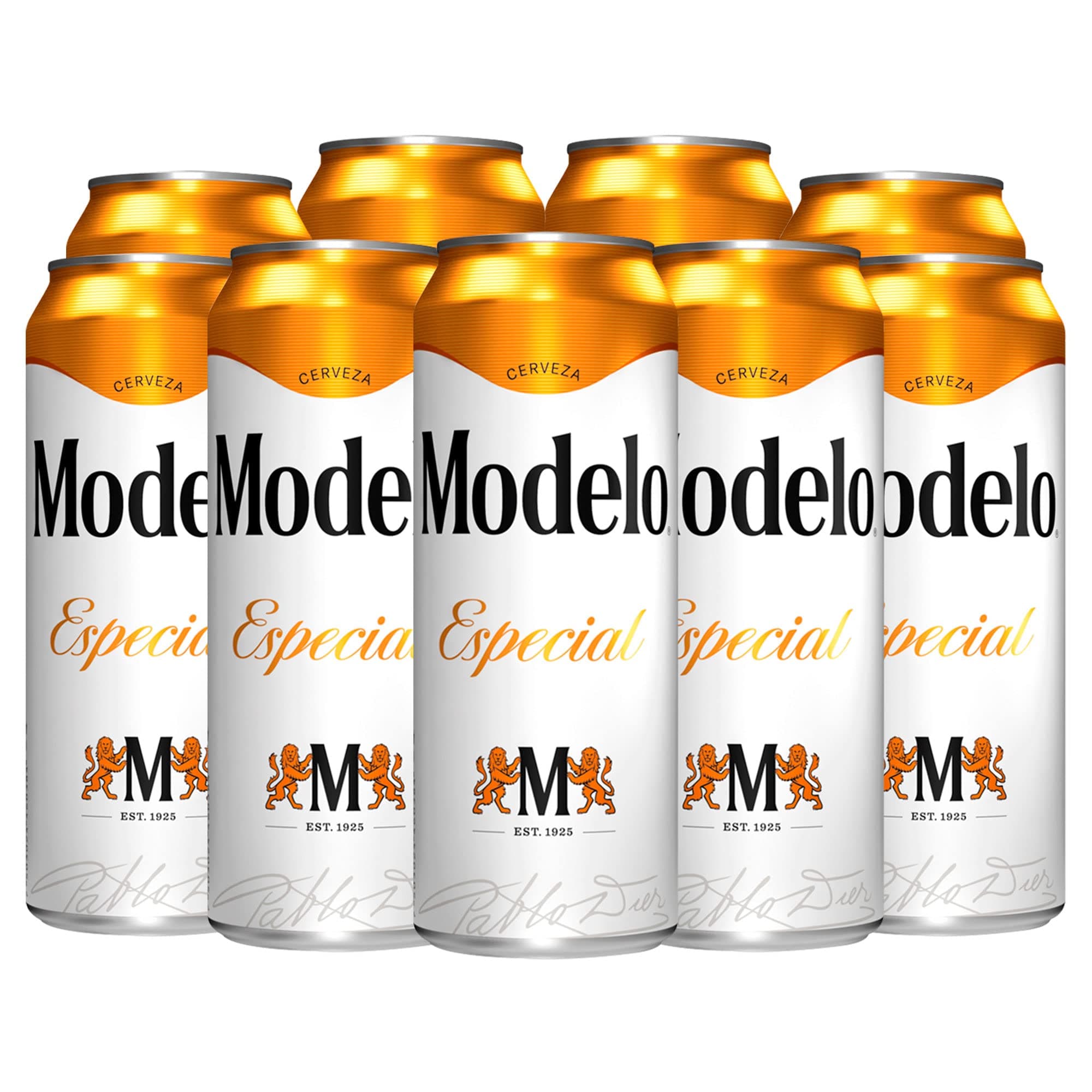 Cerveza Clara Modelo Especial tipo Pilsner 12 latones de 710ml, aroma a azahar y sabor a lúpulo