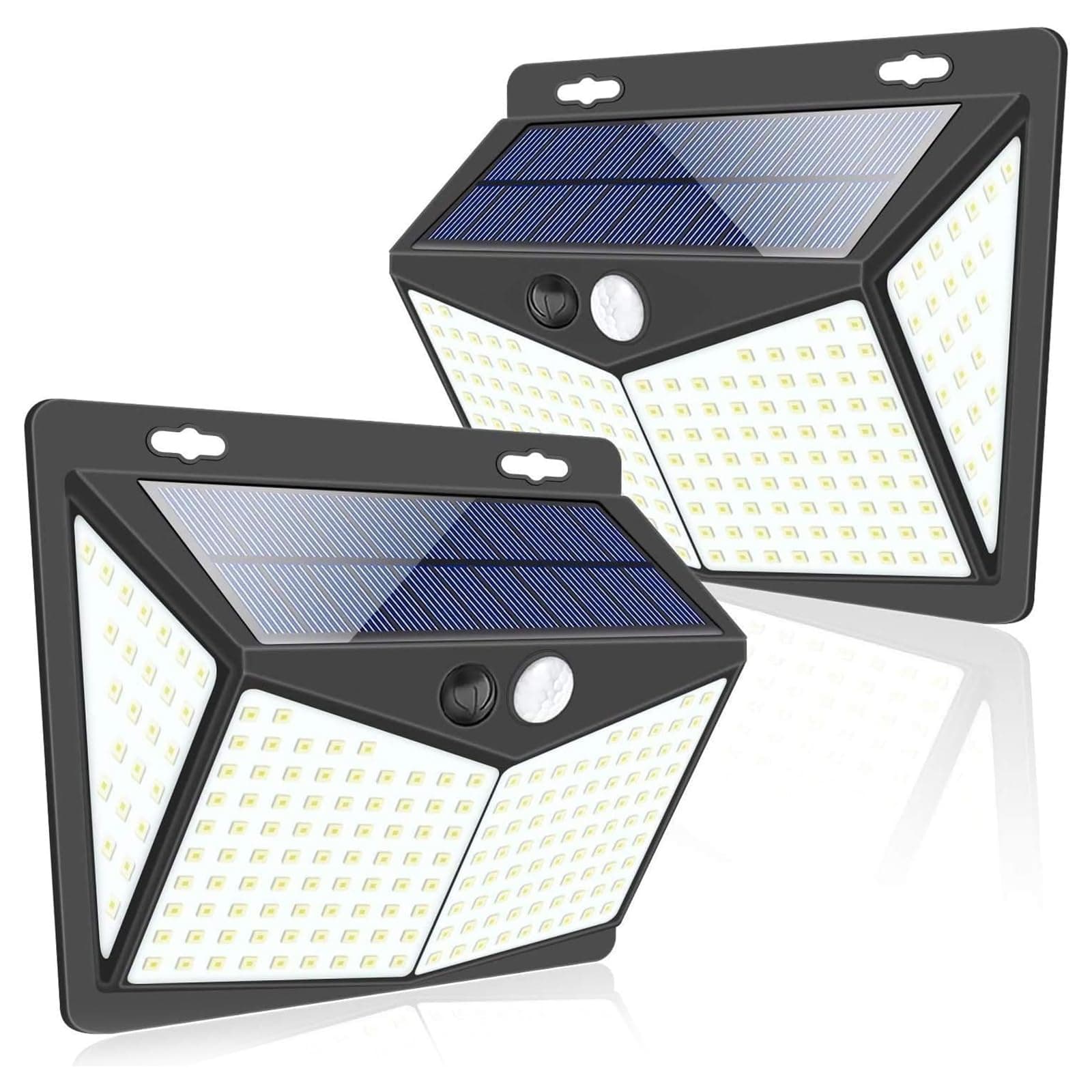 LONEASY Luces Solares, 2 Paquetes Luz Solar Exterior 208 LED / 3 Modos 270 ° Lámpara Solar Exterior