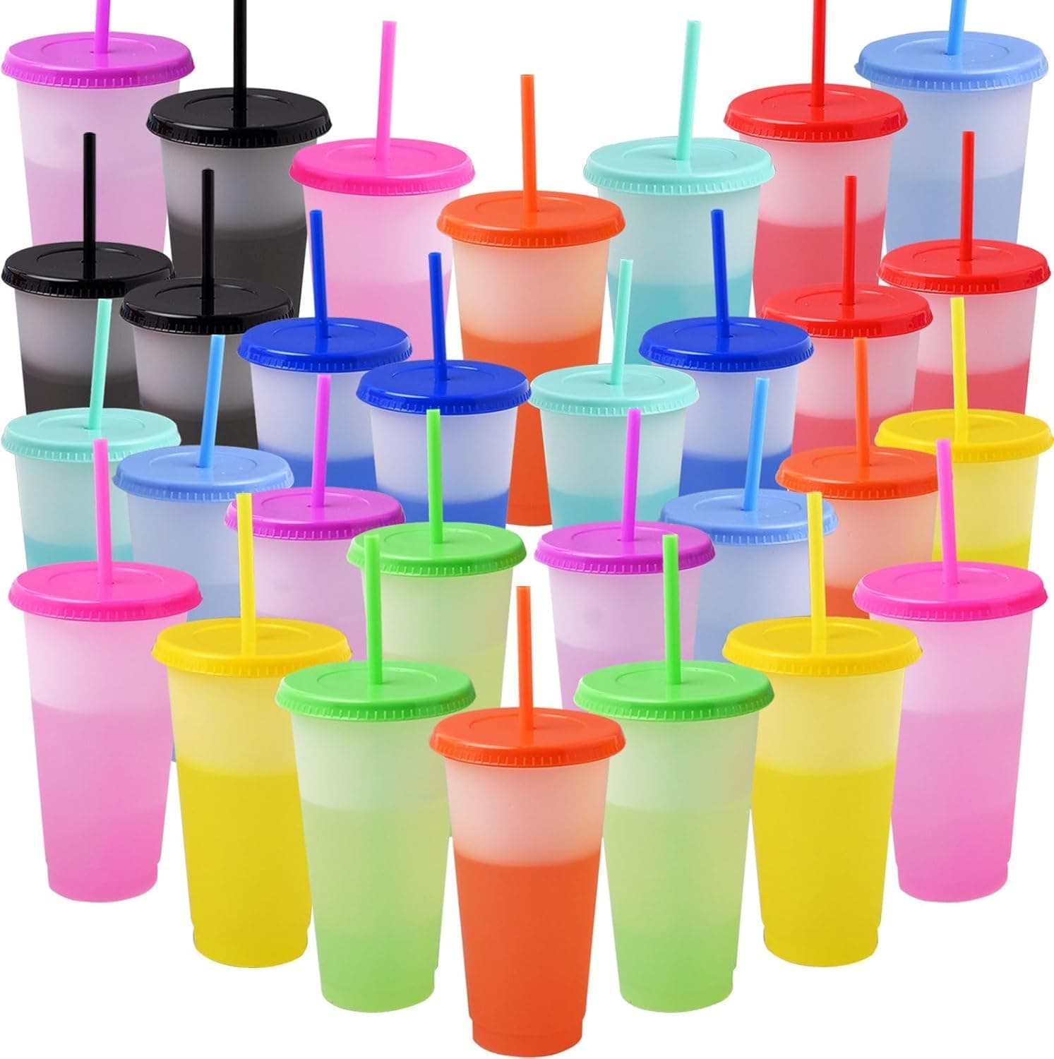 JEECOLI 30 Vasos de Plástico Cambian de Color 710ml