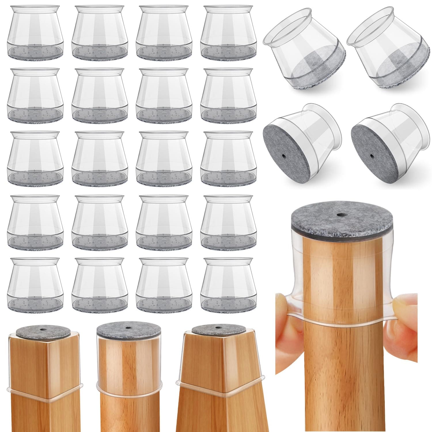 Ansible 24 Piezas Protectores para Patas de sillas, Silicona Antideslizantes para
