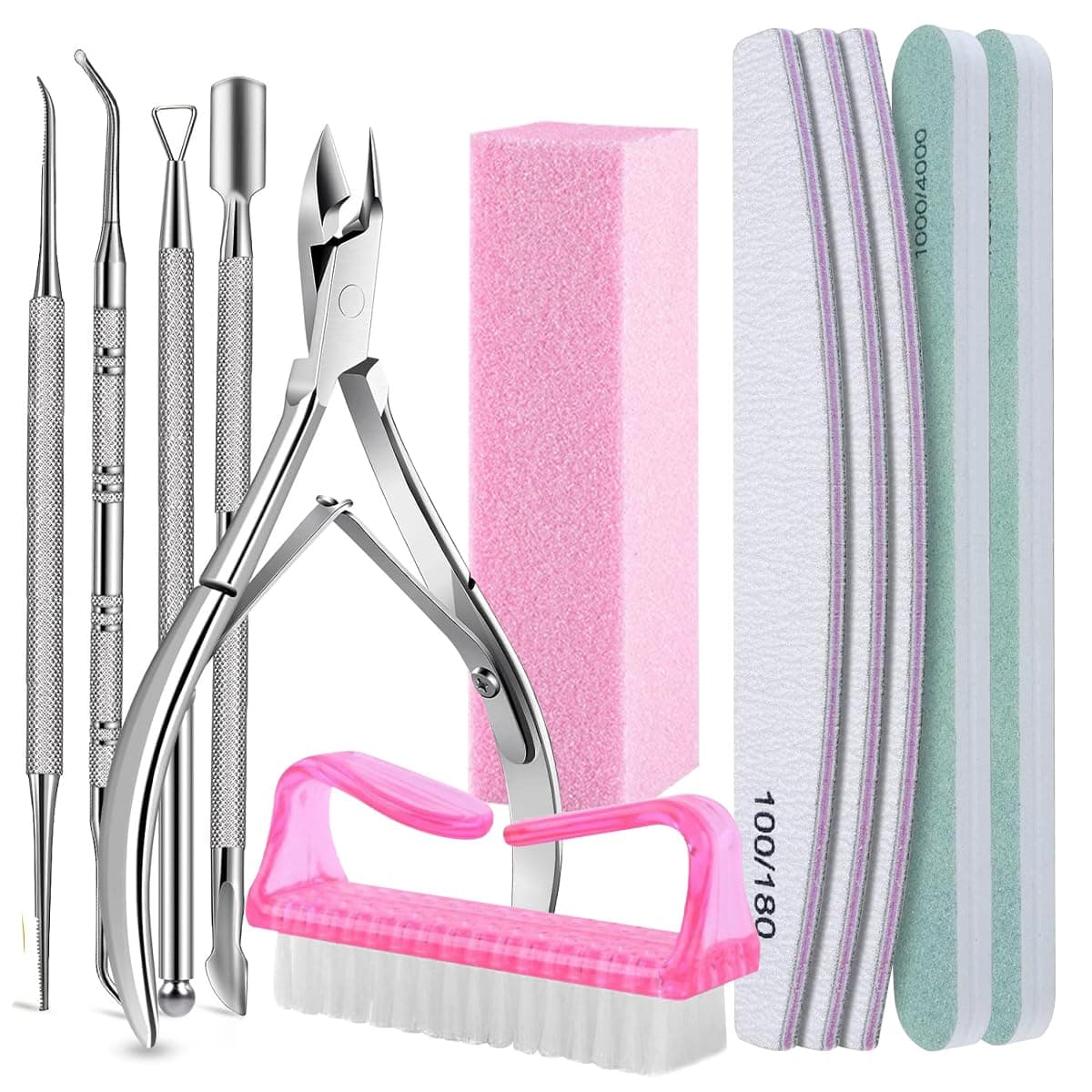 Kit 12pzs Manicure y Limas para Uñas Profesional,Incluir 5 Manicura de Acero Inoxidable+5 Limas De