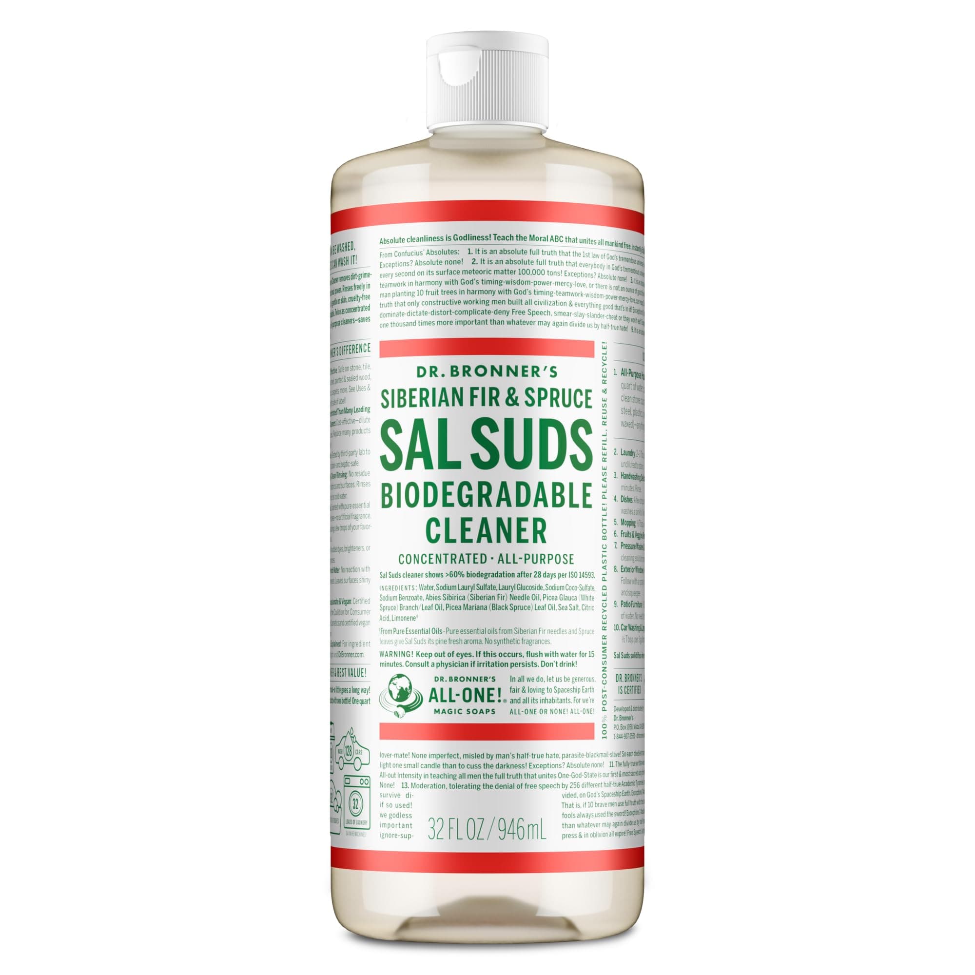 Dr. Bronner's | Sal Suds detergente y limpiador multiusos biodegradable de pino