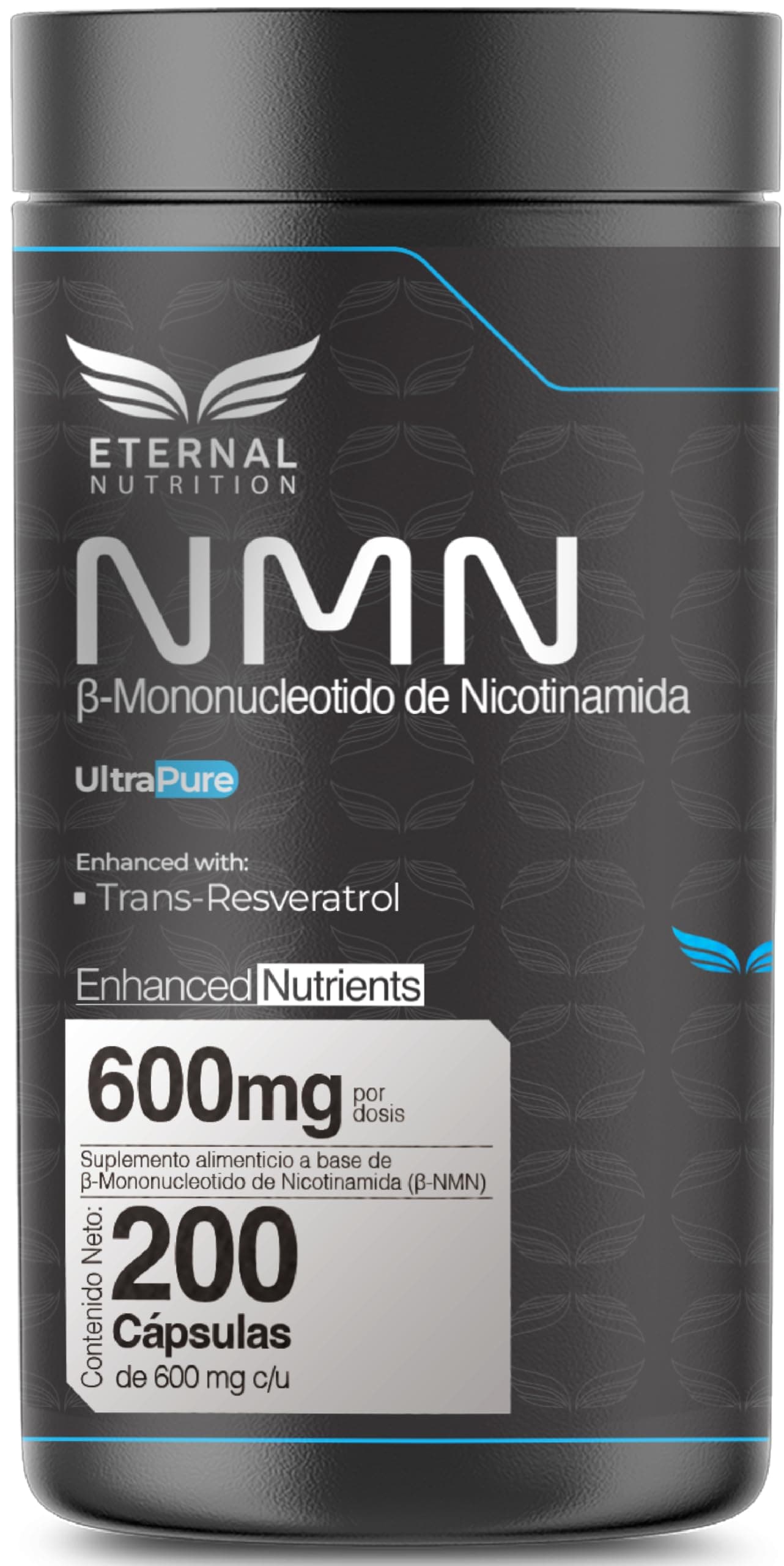 ETERNAL NUTRITION Ultra Pure: NMN 99.5% + Resveratrol 98% Puro (200 Caps)
