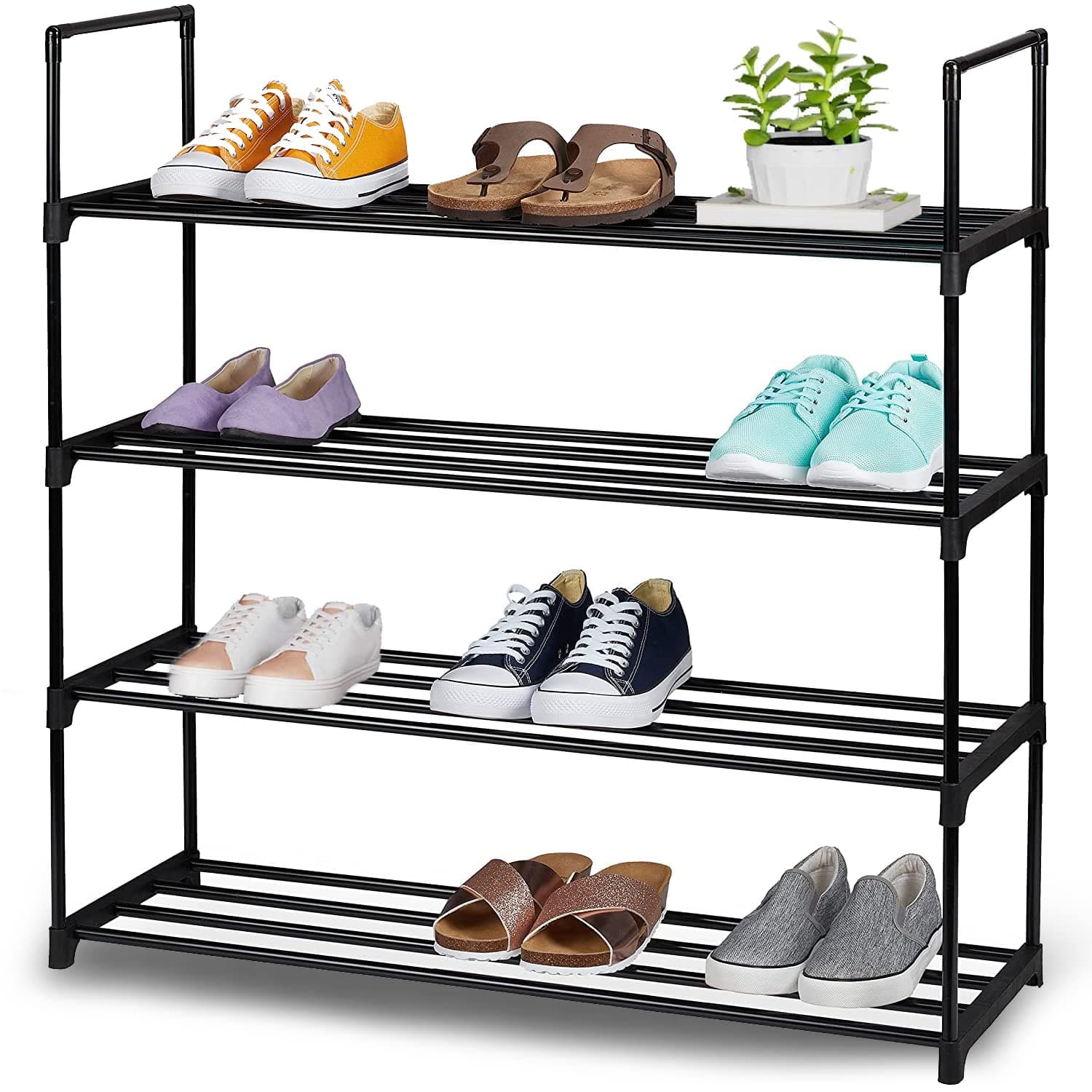Organizador de Zapato, MCSWSEE 4 Niveles Zapateros Organizador de Acero Inoxidable, Zapateros