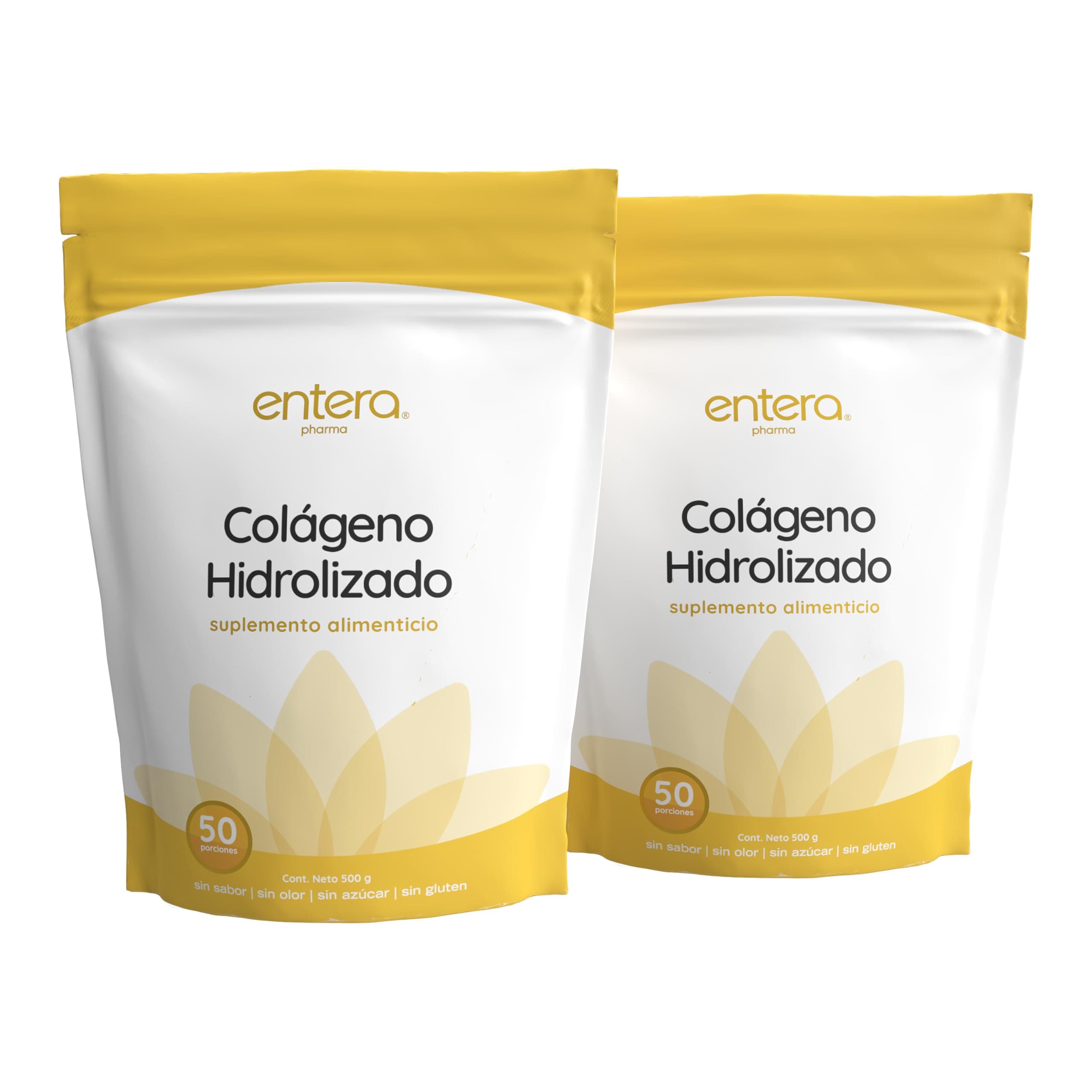 Entera | Colágeno Hidrolizado Puro 500 g en Polvo | Pack de 2 | Péptidos Tipo I y III | Sin Sabor