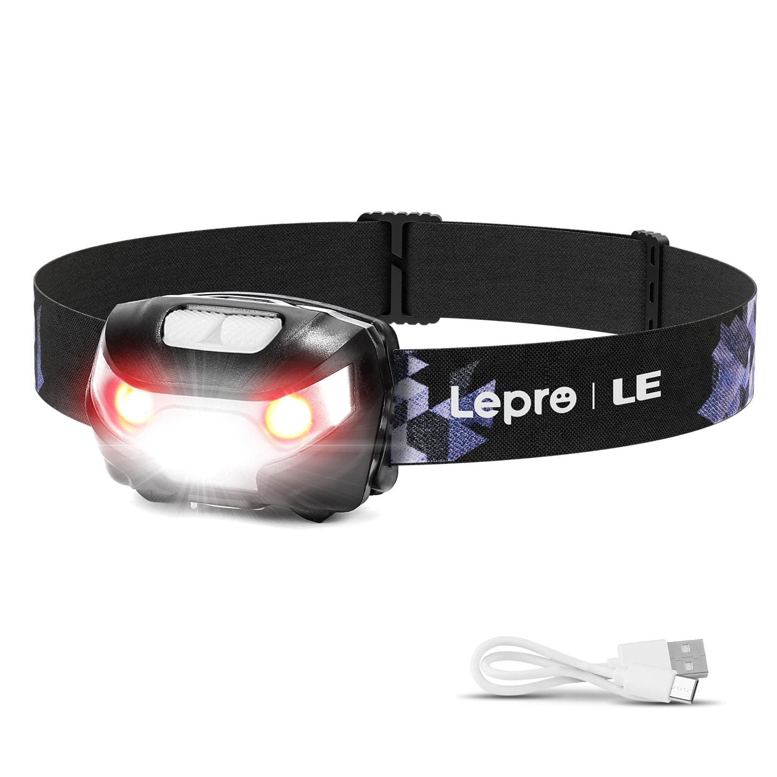 Lepro Lámpara de Cabeza 5 Modos IPX4 Linterna Frontal Recargable USB