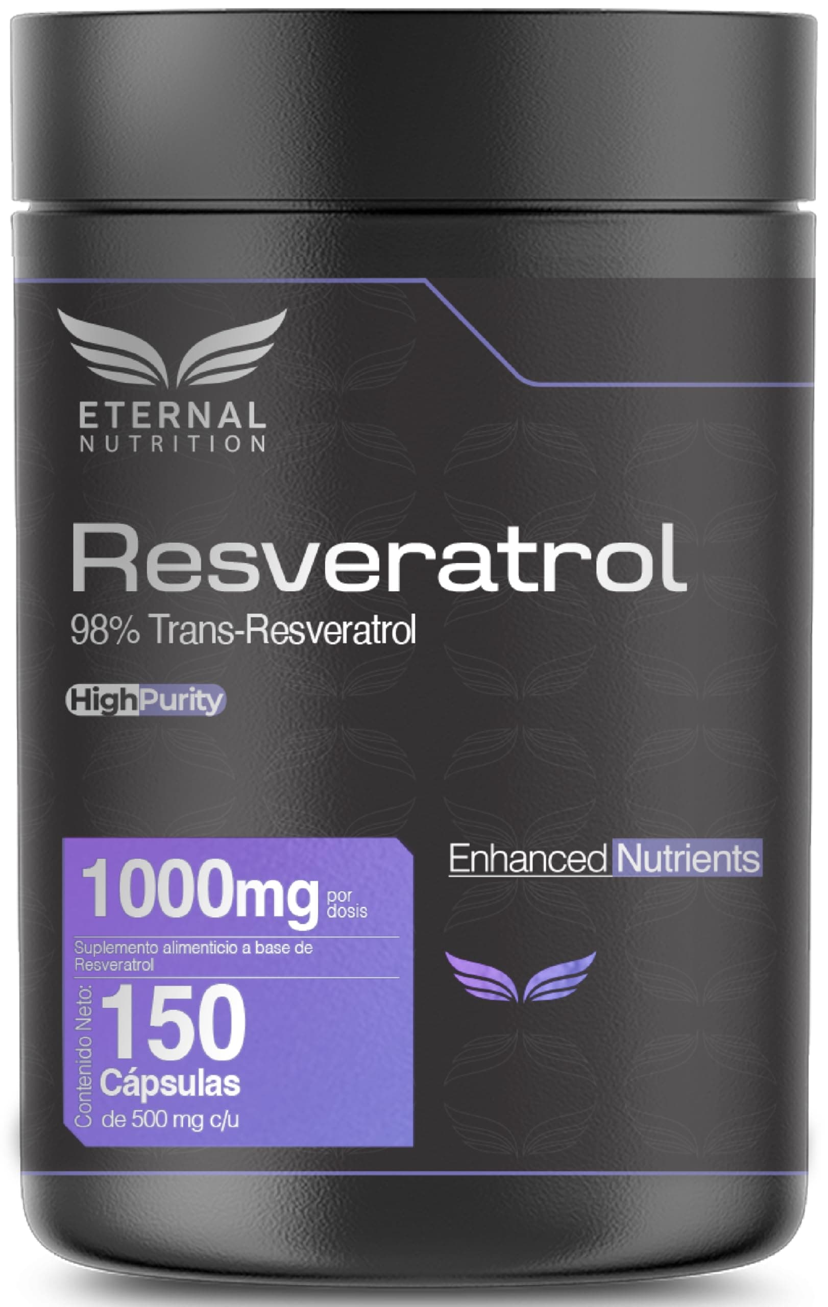 ETERNAL NUTRITION Ultra Pure: Trans-Resveratrol 98% Polifenoles (150 Caps)