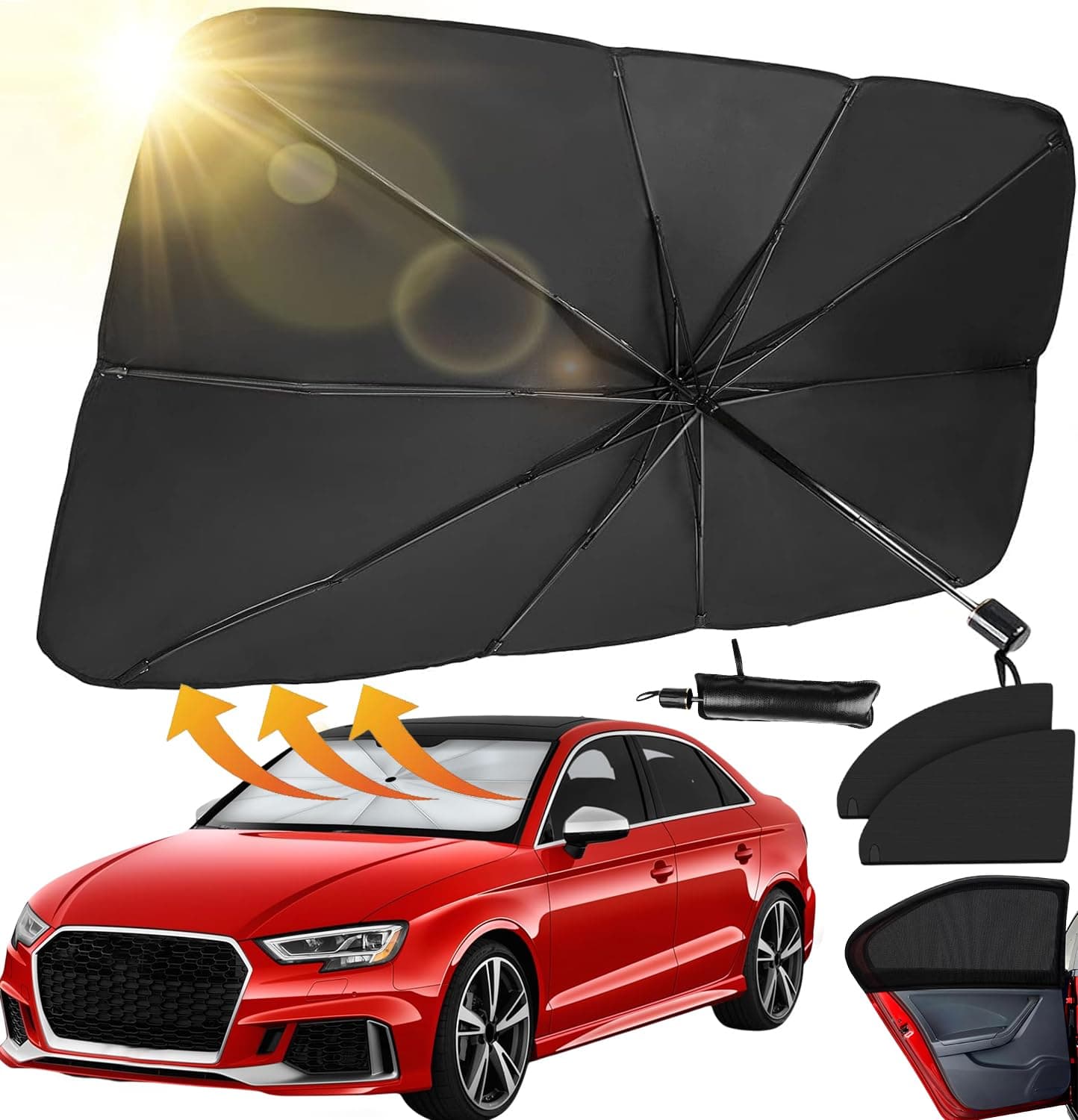 Parasol para Auto 140x80cm Titanio-Plata UV99%