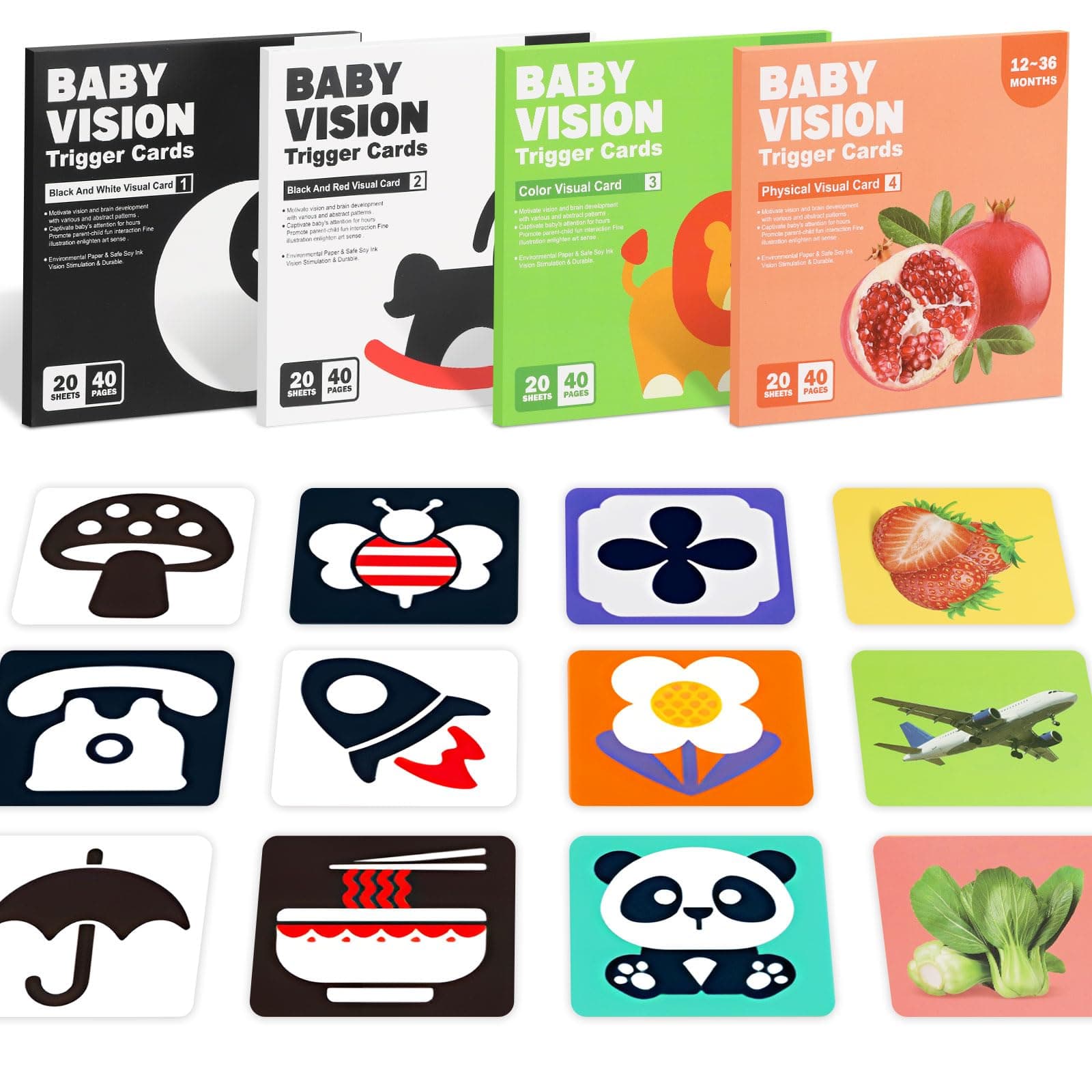 PLYSDI 160 Patrones Tarjetas de Estimulación Visual para Bebes