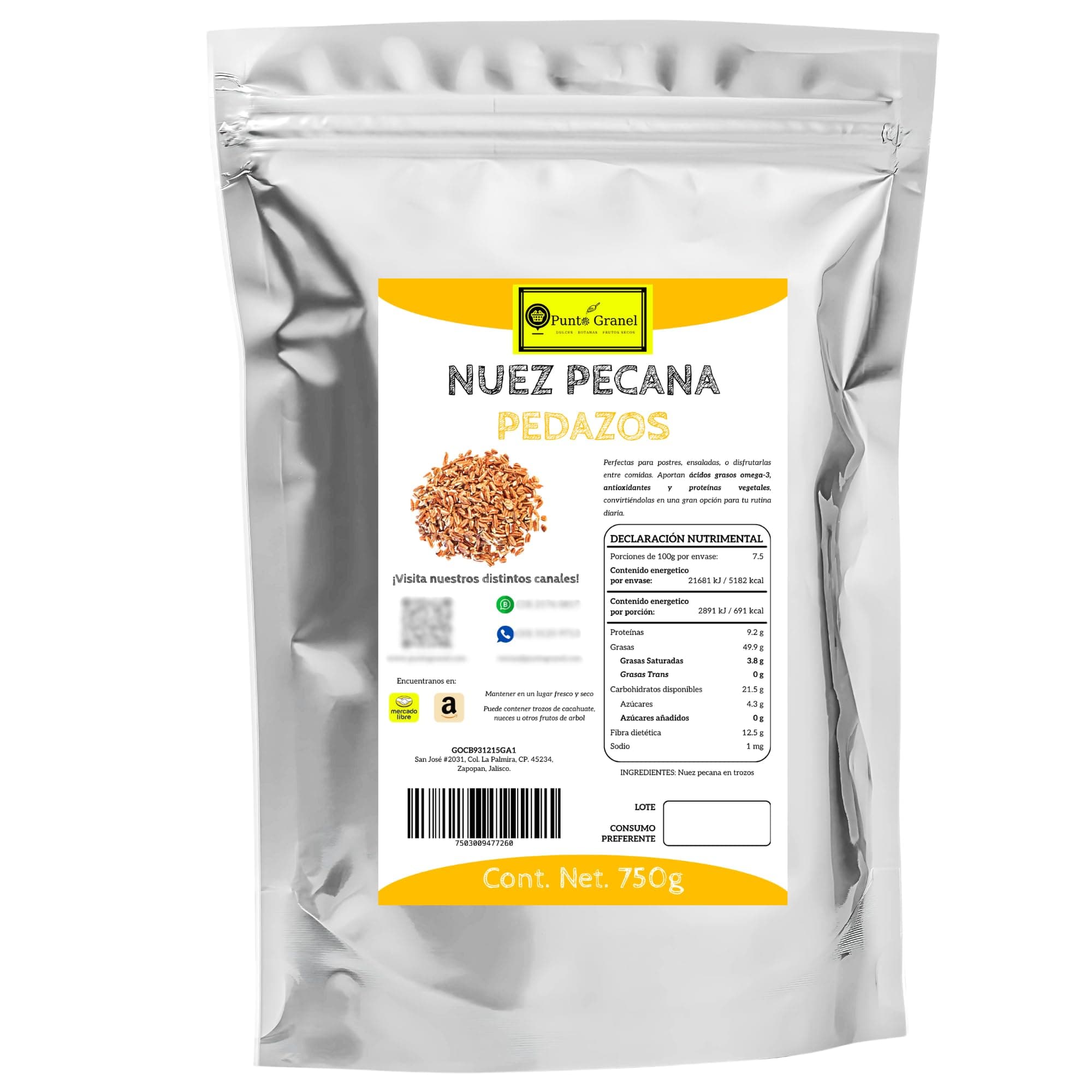 Punto Granel Nuez Pecana Pedazos 750gr - Nuez Pecana en Trozos
