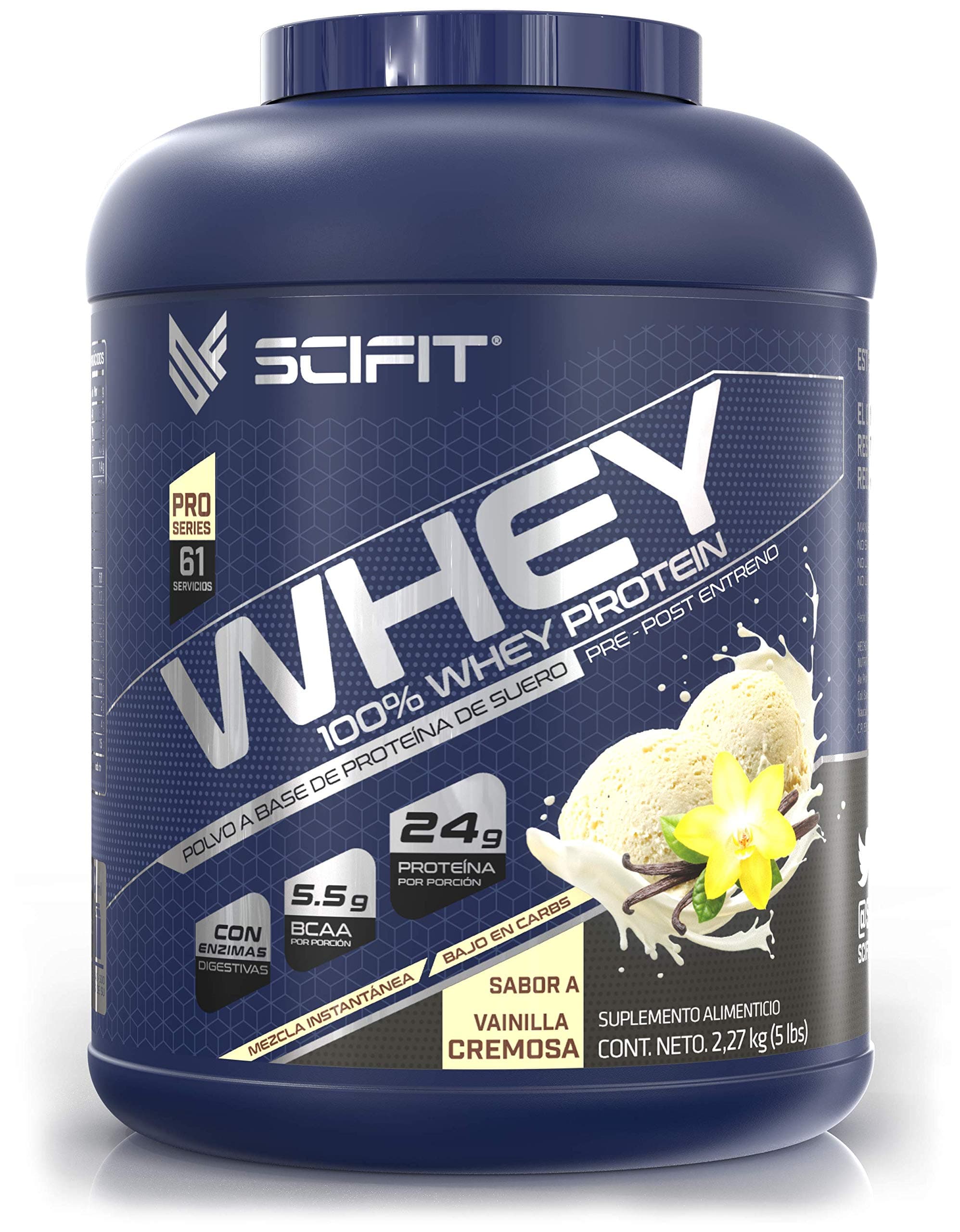 Scifit | Proteína Whey | 24 g de Proteína | 100% Whey Protein | 61 Servicios | Sabor Vainilla
