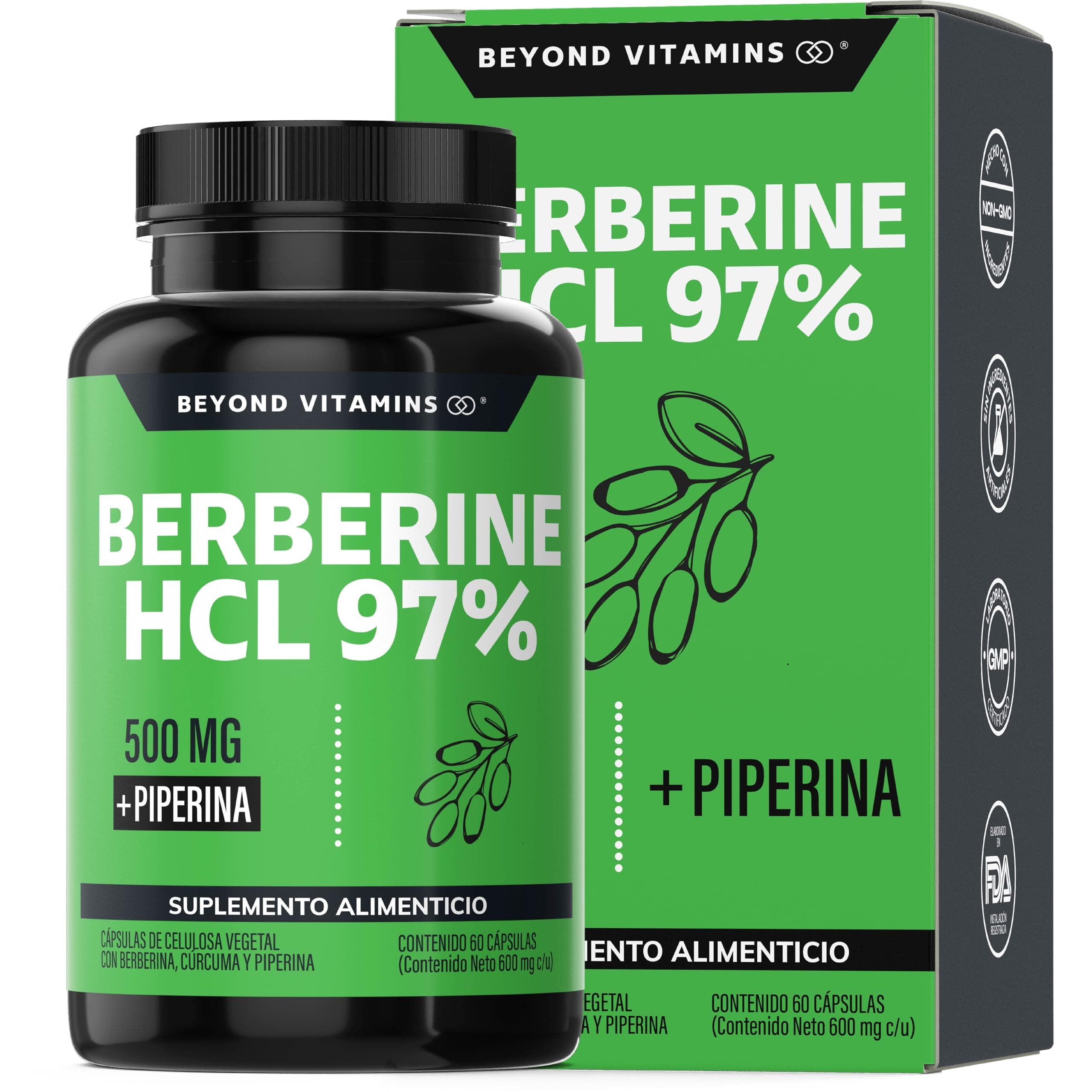 Berberina HCL 97% | 500mg de Berberina Clorhidrato