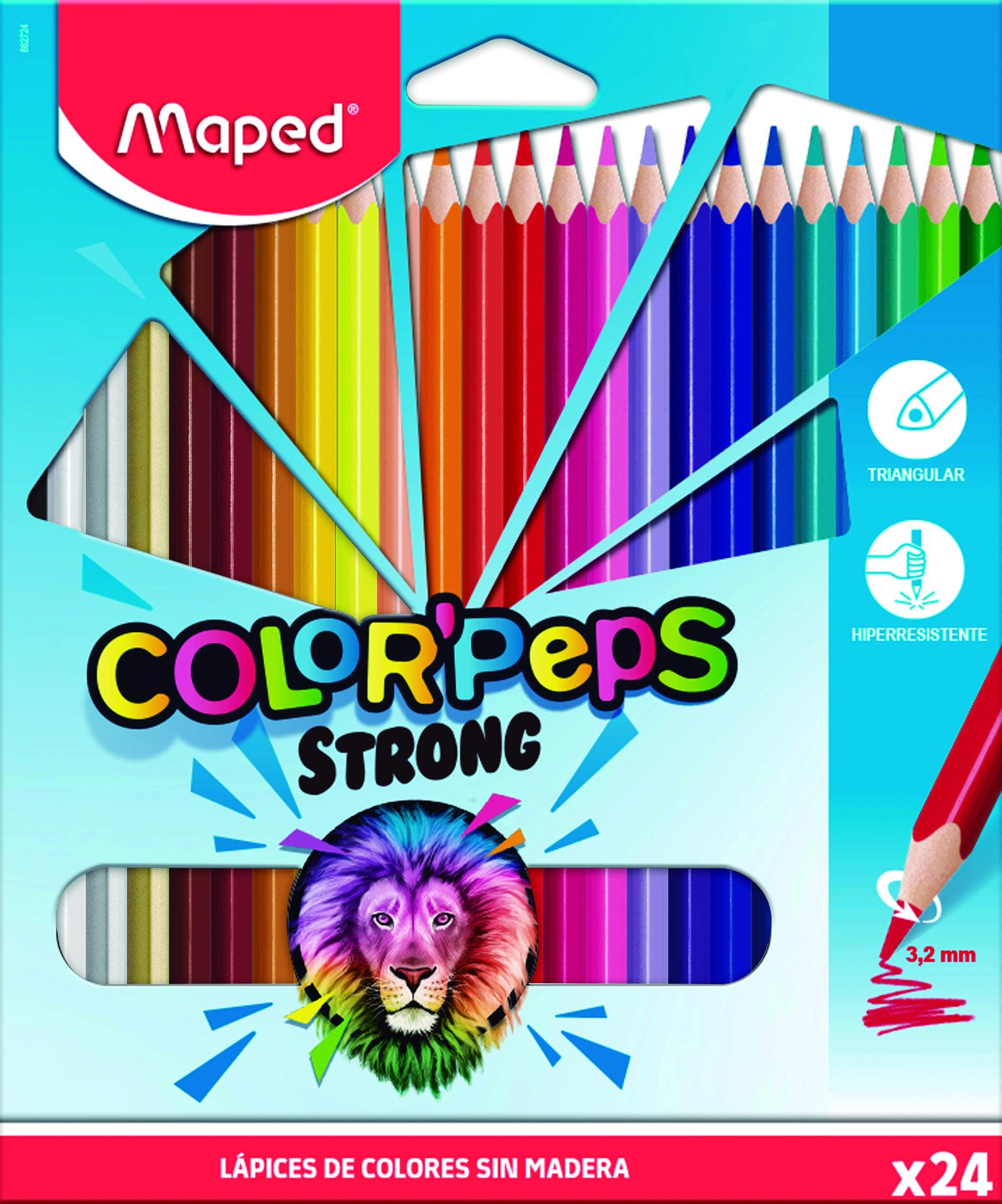 Maped 862752 - Color'Peps Strong - 24 Lápices de color en resina