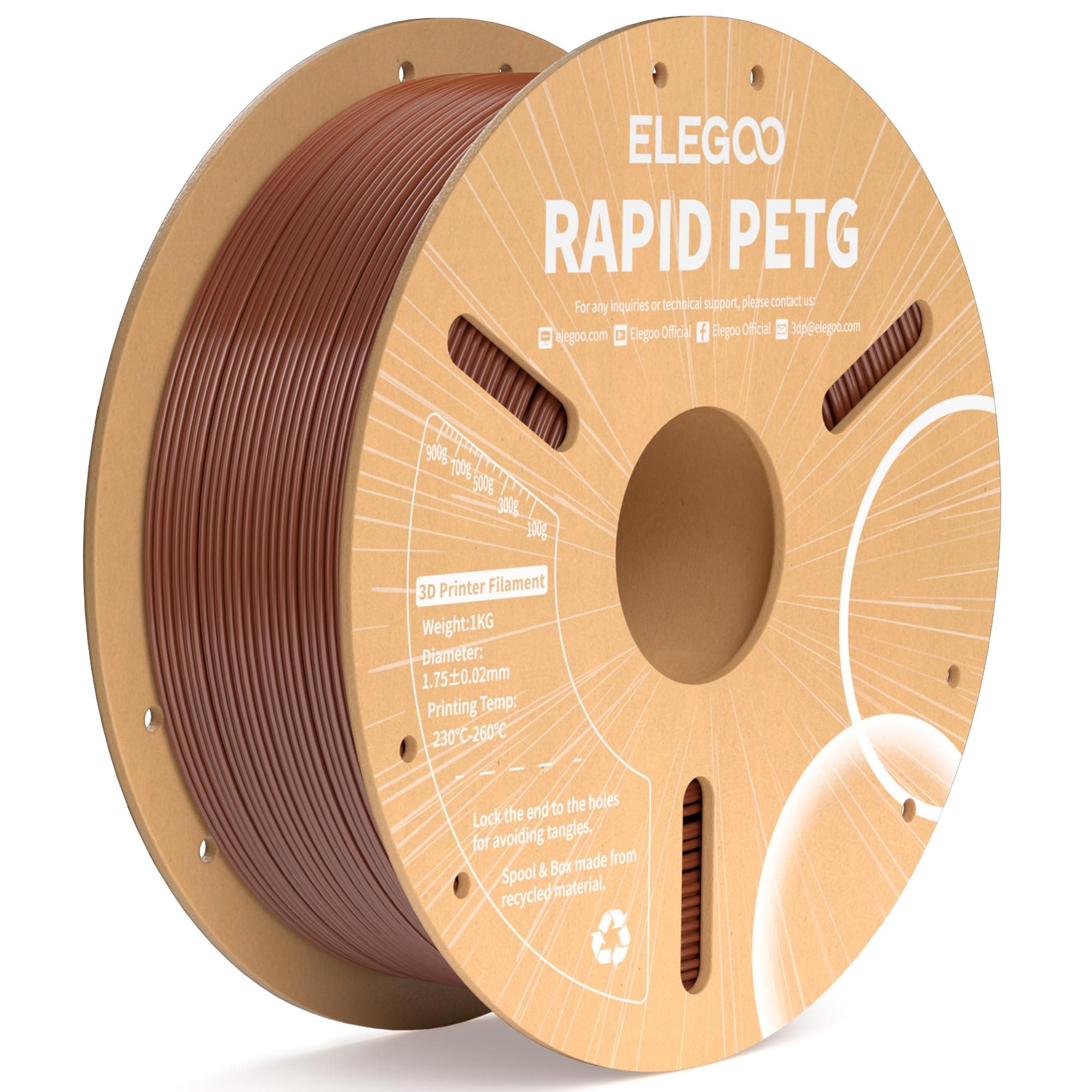 ELEGOO Filamento PETG Rápido 1.75 1KG Marrón