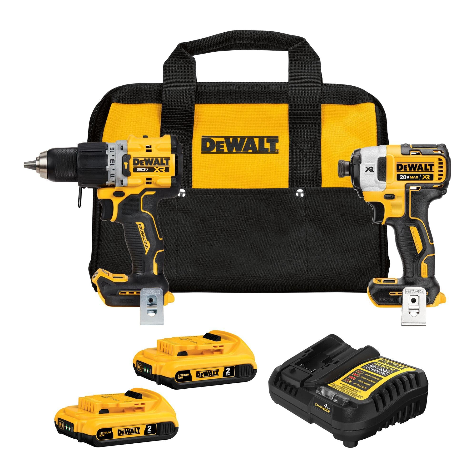 DEWALT Kit Taladro Percutor Atornillador y Atornillador de Impacto