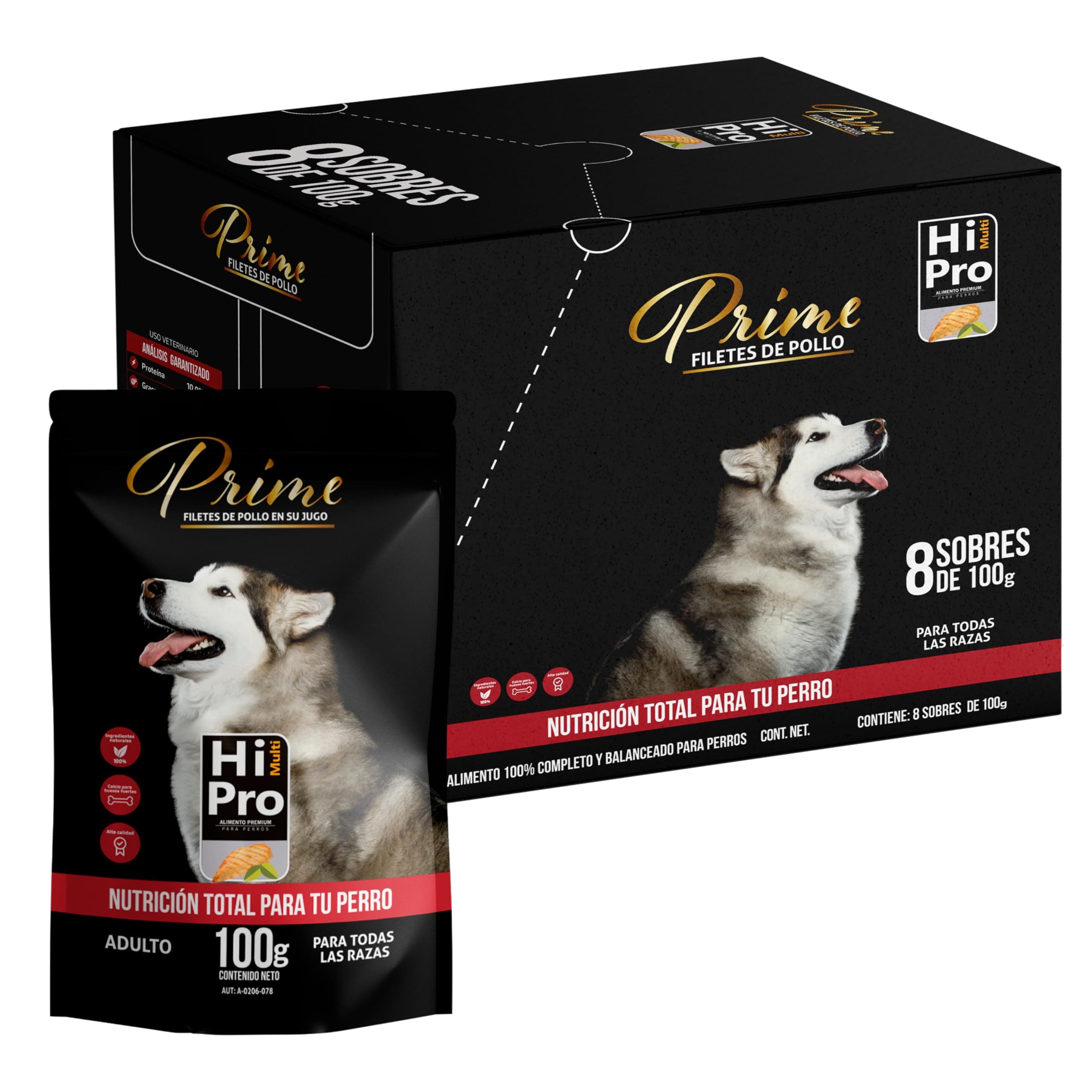 HI MULTI PRO Alimento Húmedo para Perro HI MULTIPRO Prime (Caja con 8 Sobres)